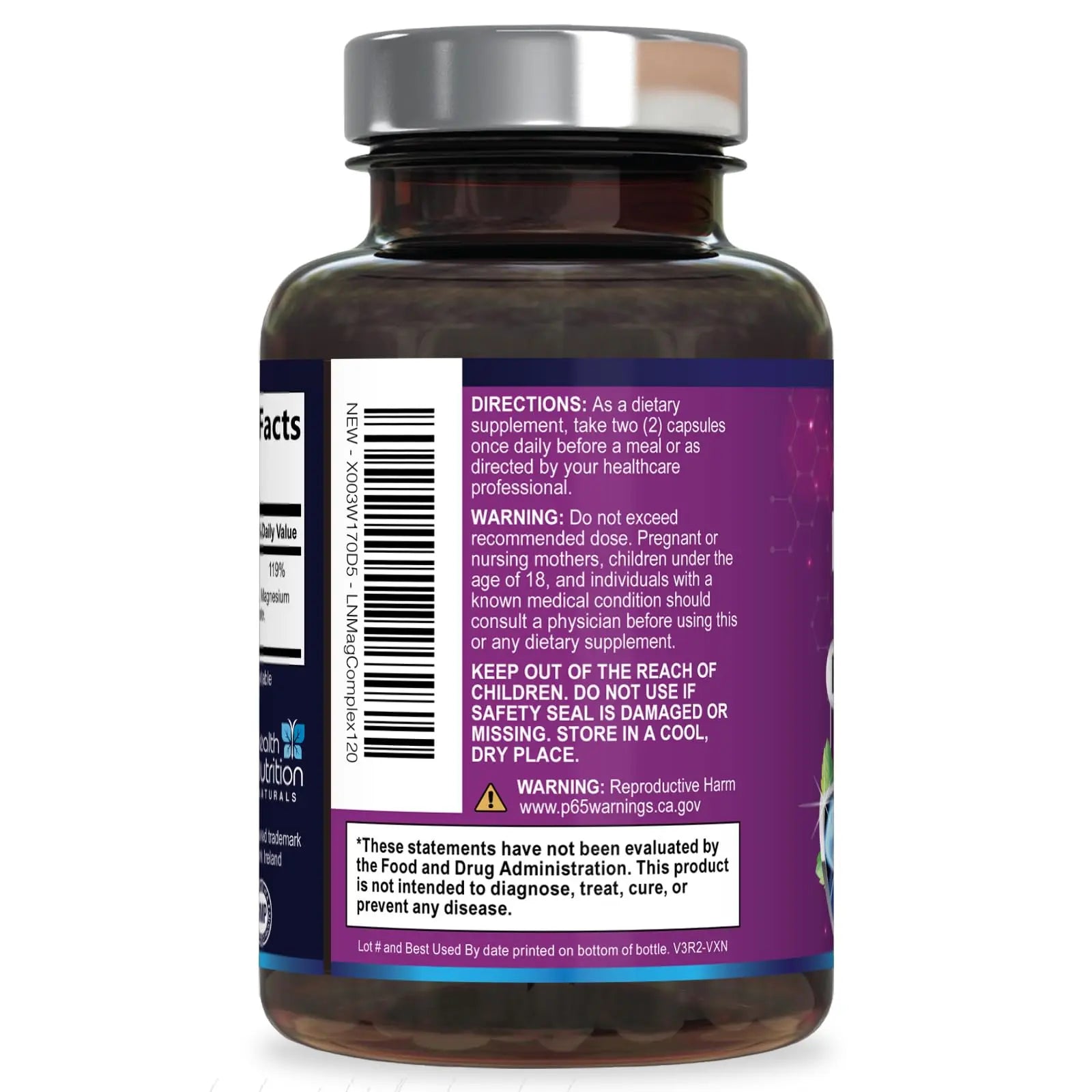 Magnesium Complex Capsules - 500mg per Serving Magnesium - High Absorption Chelated Mineral Supplement - with Oxide, Glycinate, Malate, Citrate for Muscle Bone and Heart Health Support - 120 Capsules Health Nutrition Naturalsnz supplements