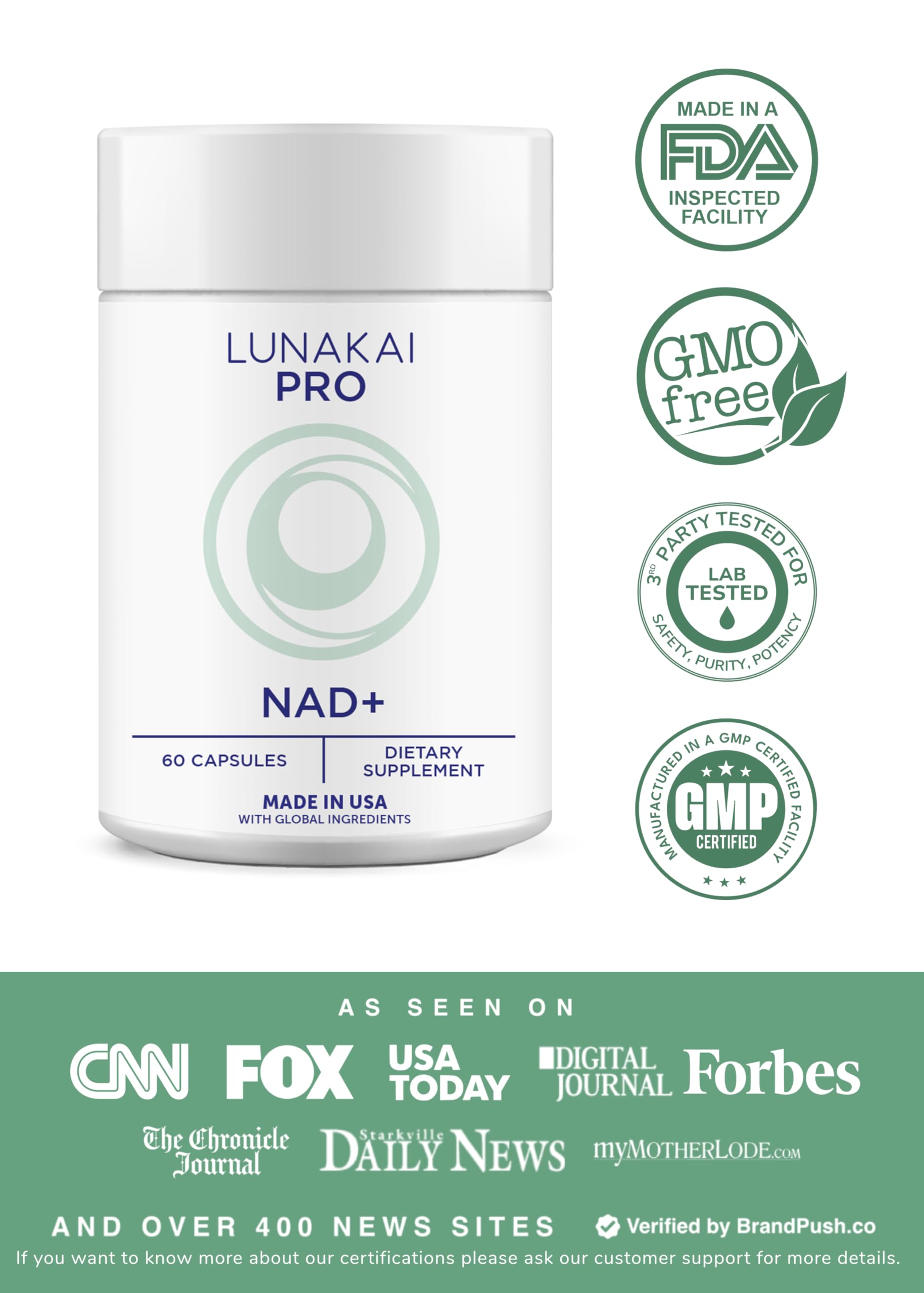 Lunakai PRO USA Made Dual-Pathway NAD+ Formula with NR & Resveratrol – Natural NAD Supplement for Women & Men – Healthy Aging & Cellular Health Support, 60ct LunakaiAu supplements
