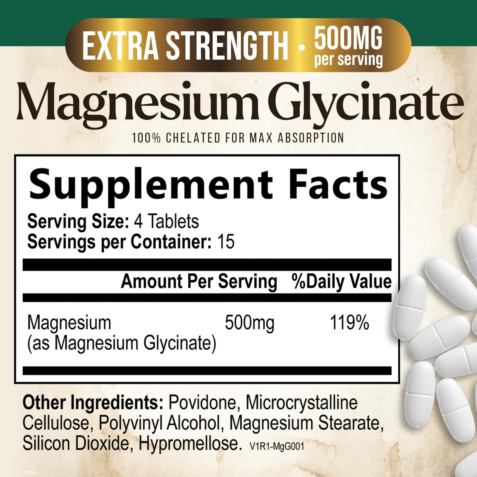 Magnesium Glycinate 500mg Per Serving - High Absorption Chelated Magnesium Supplement for Muscle, Bone and Heart Health Support - Easy Digestion & Gentle on Your Stomach - USA Bottled - 60 Tablets Nature's PeakAu supplements