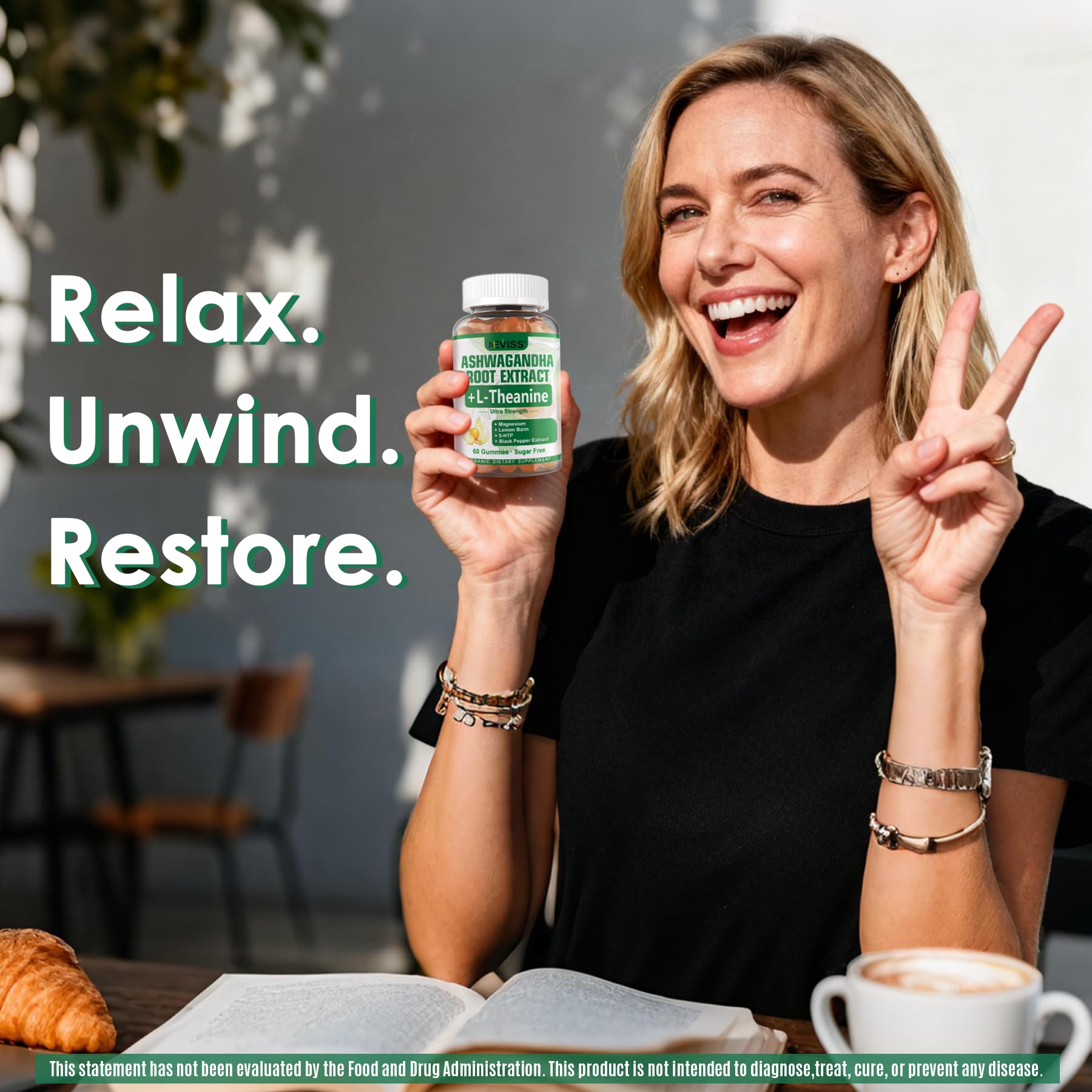 NEVISS Ashwagandha Gummies 2000mg, Feel Refreshed, Plus Proprietary Blend with L-Theanine, 5-HTP, Lemon Balm, Magnesium for Calm, Zzzs & Relaxation Support, 120 Count NEVISSAu supplements