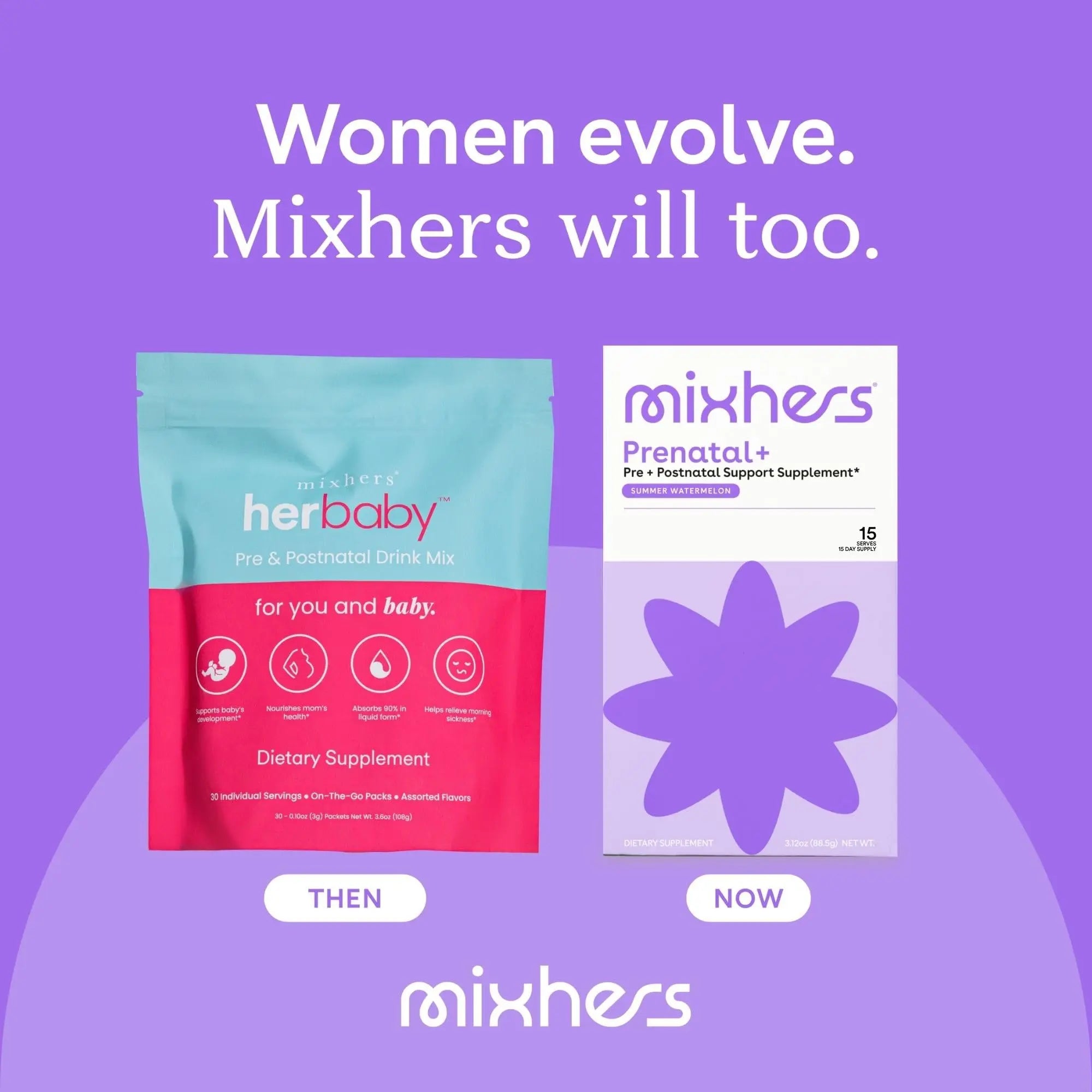 Mixhers Herbaby Pre- & Post-Natal Supplement - Liquid Multivitamin Drink Mix - With Iron, Choline & Methylated Folate MIXHERSAu supplements