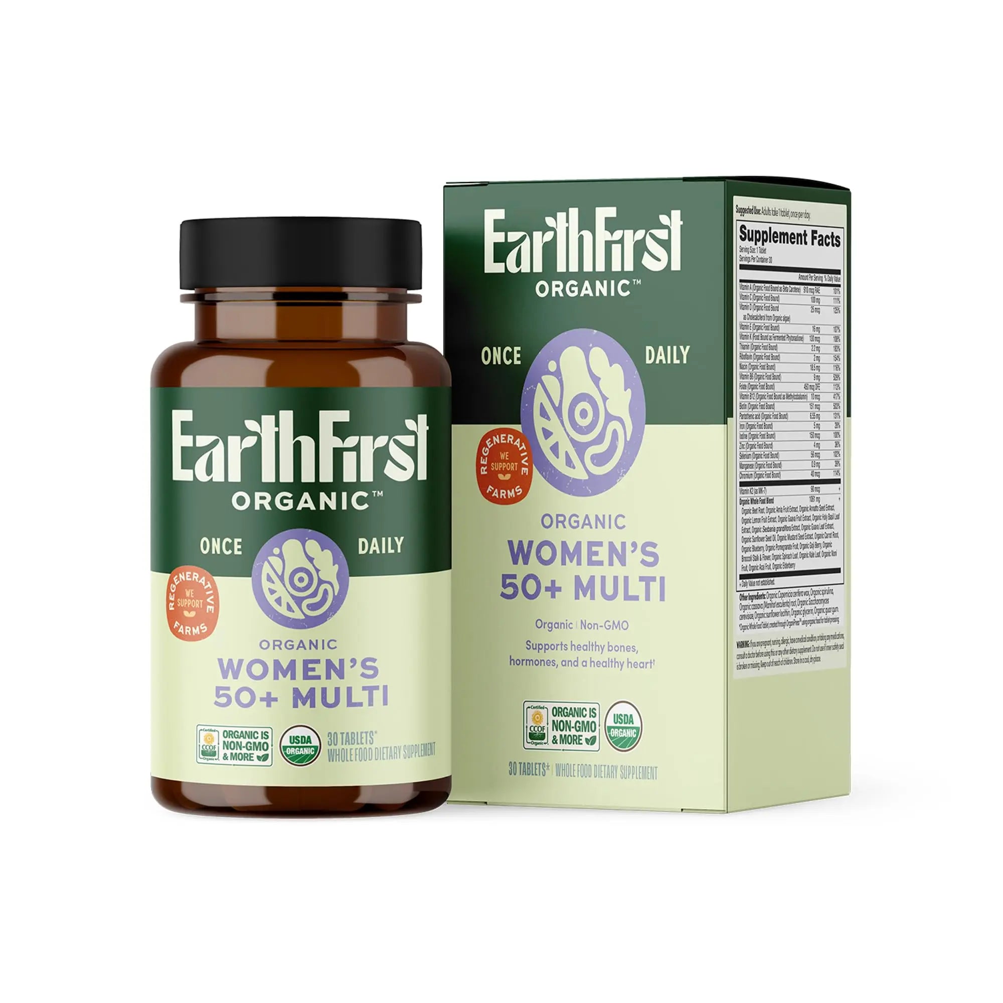 EarthFirst Organic Women's & Men's 50+ Once Daily Multi Bundle,19 Vitamins from Herbs & Superfoods, 30 Count EarthFirst Organicnz supplements