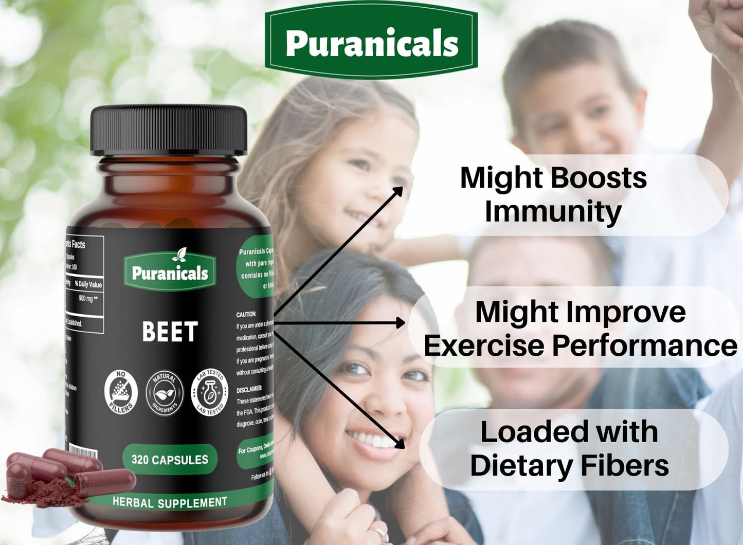 Puranicals Beet Premium 320 Capsules Nitric Oxide Booster | Herbal Supplement | 900 mg PuranicalsUS supplements