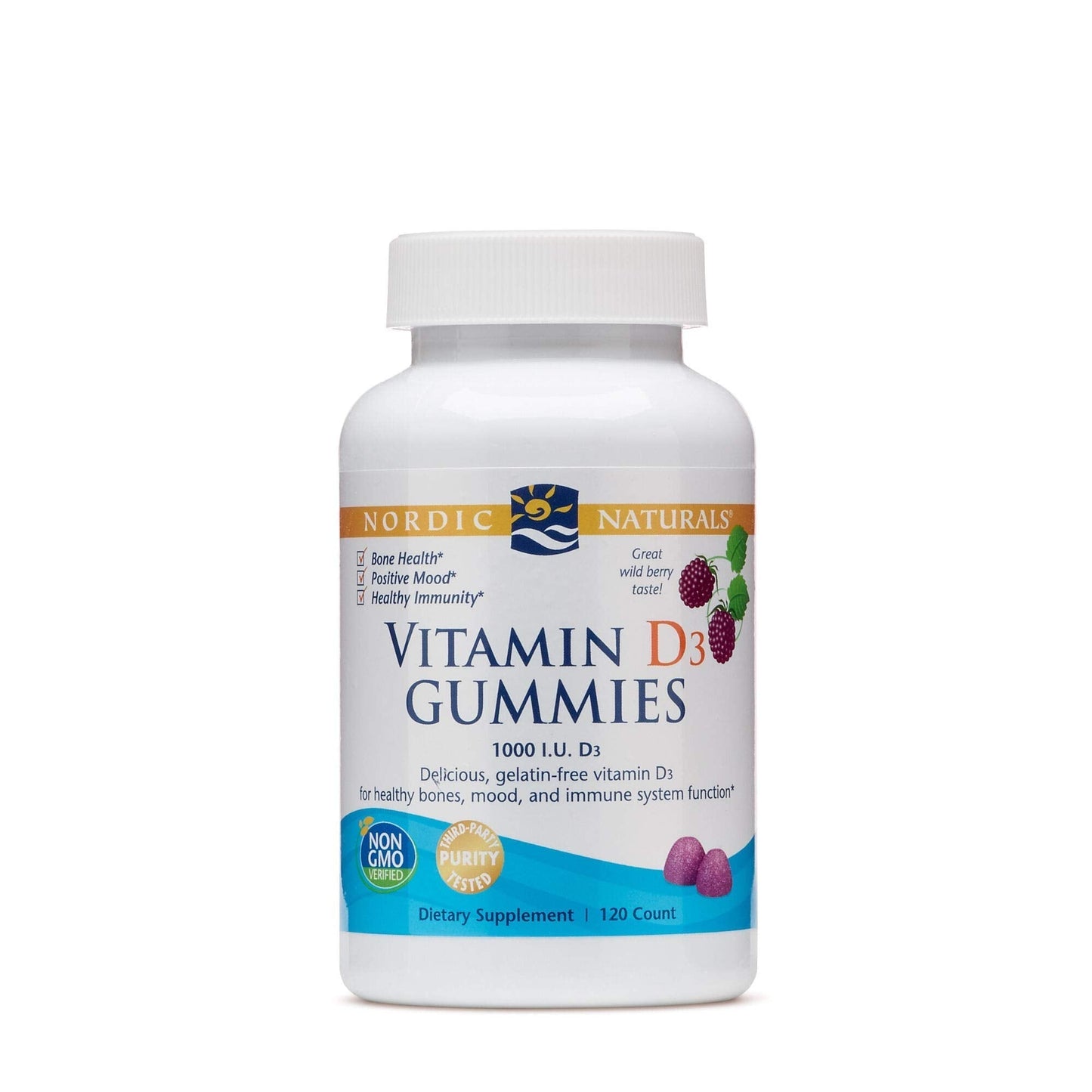 Nordic Naturals Vitamin D3 Gummies, Wild Berry - 120 Gummies - 1000 IU Vitamin D3 Nordic NaturalsUS supplements