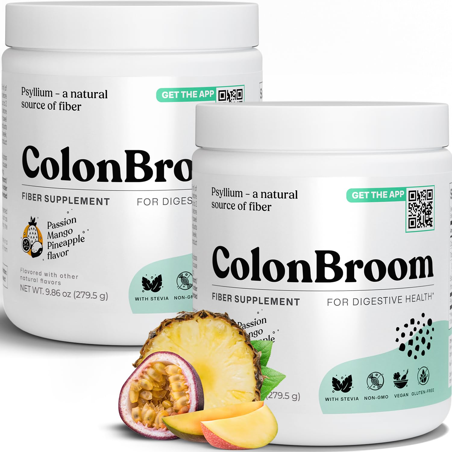 ColonBroom Psyllium Husk Powder with Stevia (Tropical Fruits) - Colon Cleanse for Bloating Relief & Gut Health - Colon Broom Fiber Powder Drink - Vegan Fiber Powder Stevia Supplement, 100 Servings ColonBroomAu supplements