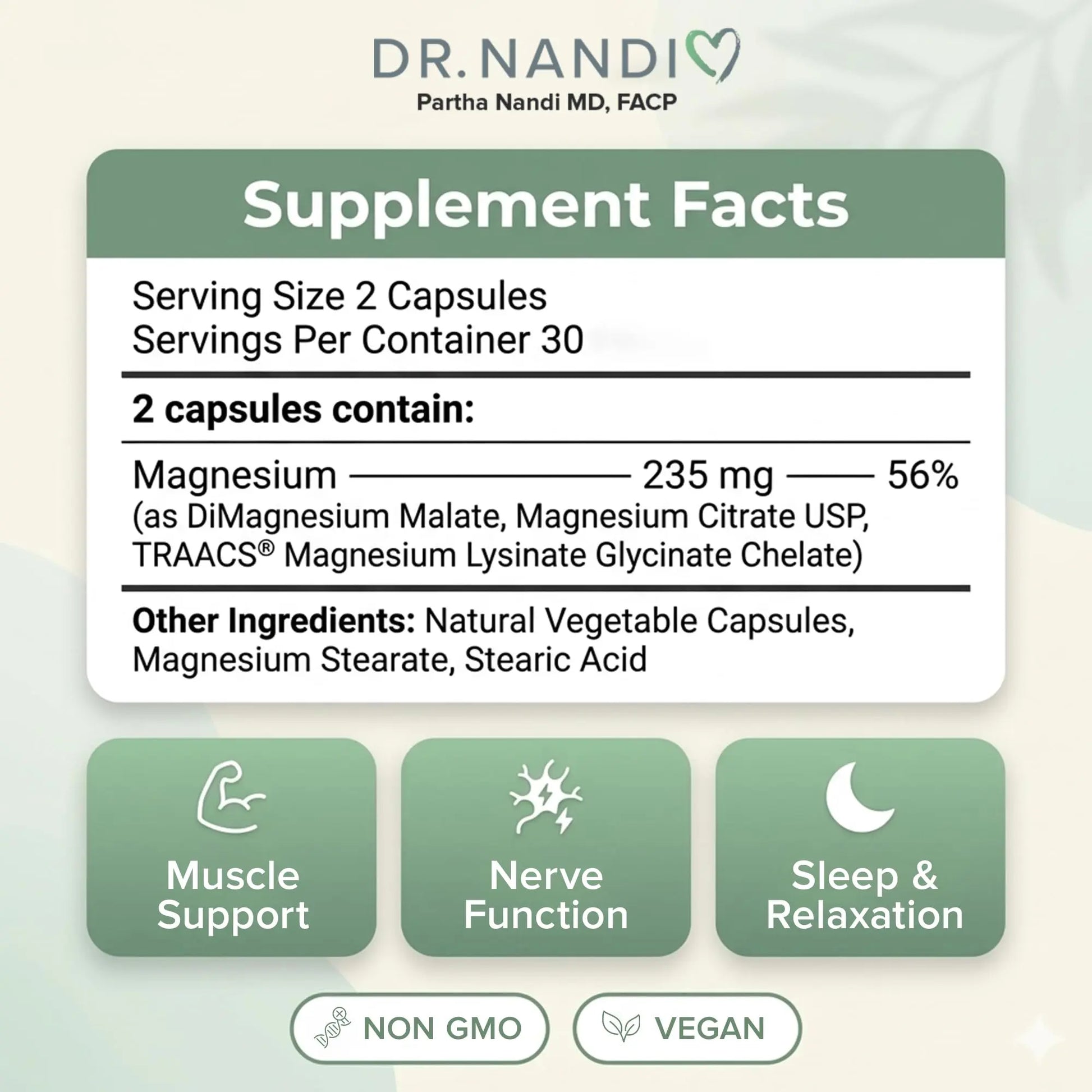 Triple Magnesium Citrate, Malate & Glycinate Complex Supplement – Supports Sleep, Stress, Muscle, Nerve & Heart Health – Advanced High-Absorption Formula – 235mg – 60 Capsules Partha Nandi, MDnz supplements