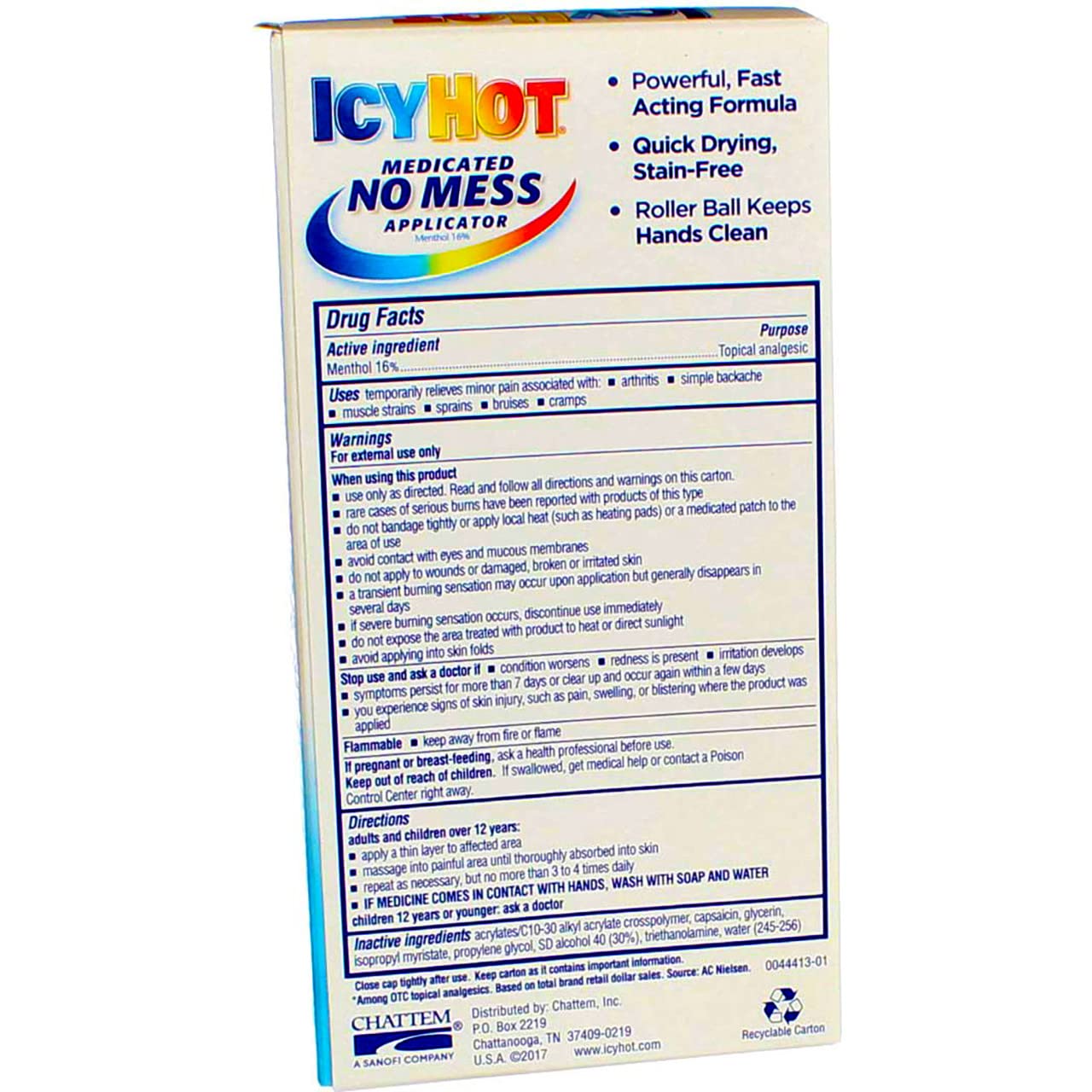 Icy Hot Medicated No Mess Applicator Max-Strength 2.5 Ounce (73ml) (6 Pack) Icy HotAu supplements