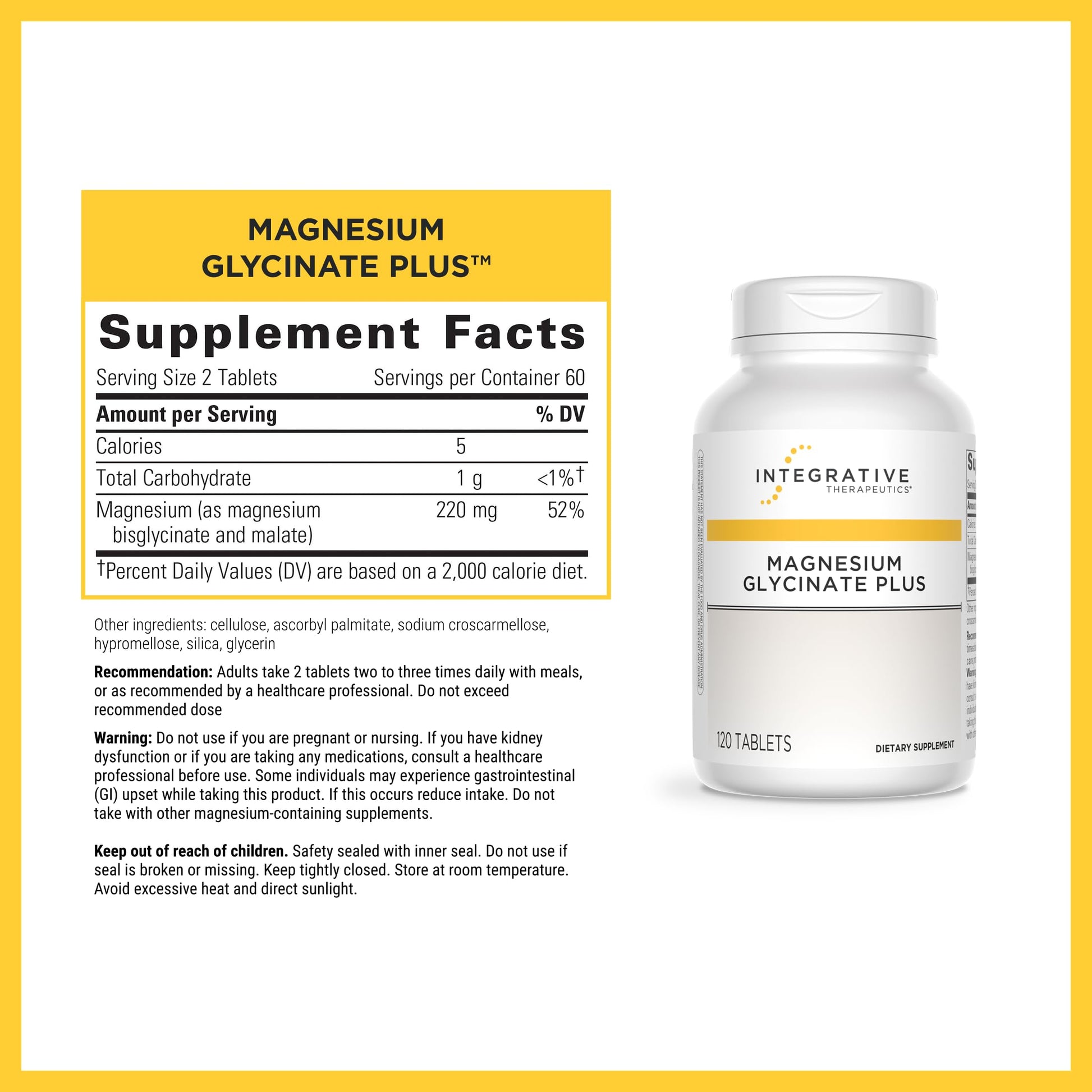 Integrative Therapeutics Magnesium Glycinate Plus - Brain Function Support Supplement for Adults* - Supports Heart and Muscular Function* - Dairy-Free & Gluten-Free - 120 Count (60 Servings) Integrative TherapeuticsAu supplements