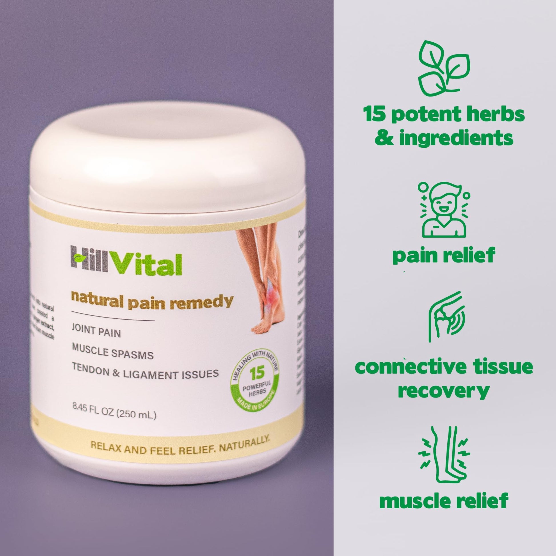 HillVital Joint and Muscle Support – Sore Muscle Relief, Comfort Balm for Aching Joints, Neck, Hands, Feet, Back, Non Greasy Body Rub Sore Muscles Cream, Strong Topical Mixture for Pain Complaints Hill Vital Natural SolutionsAu supplements