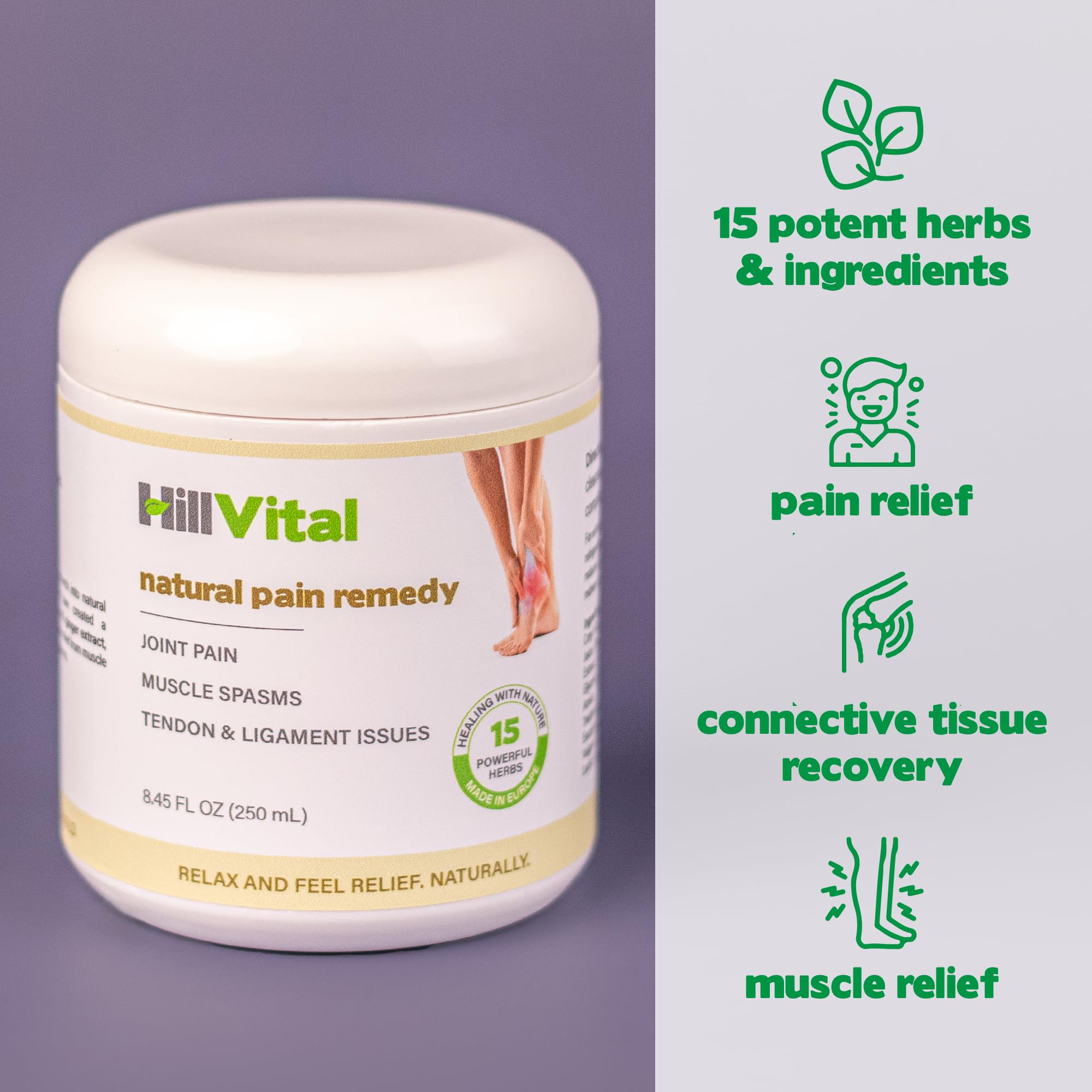 HillVital Joint and Muscle Support – Sore Muscle Relief, Comfort Balm for Aching Joints, Neck, Hands, Feet, Back, Non Greasy Body Rub Sore Muscles Cream, Strong Topical Mixture for Pain Complaints Hill Vital Natural SolutionsAu supplements
