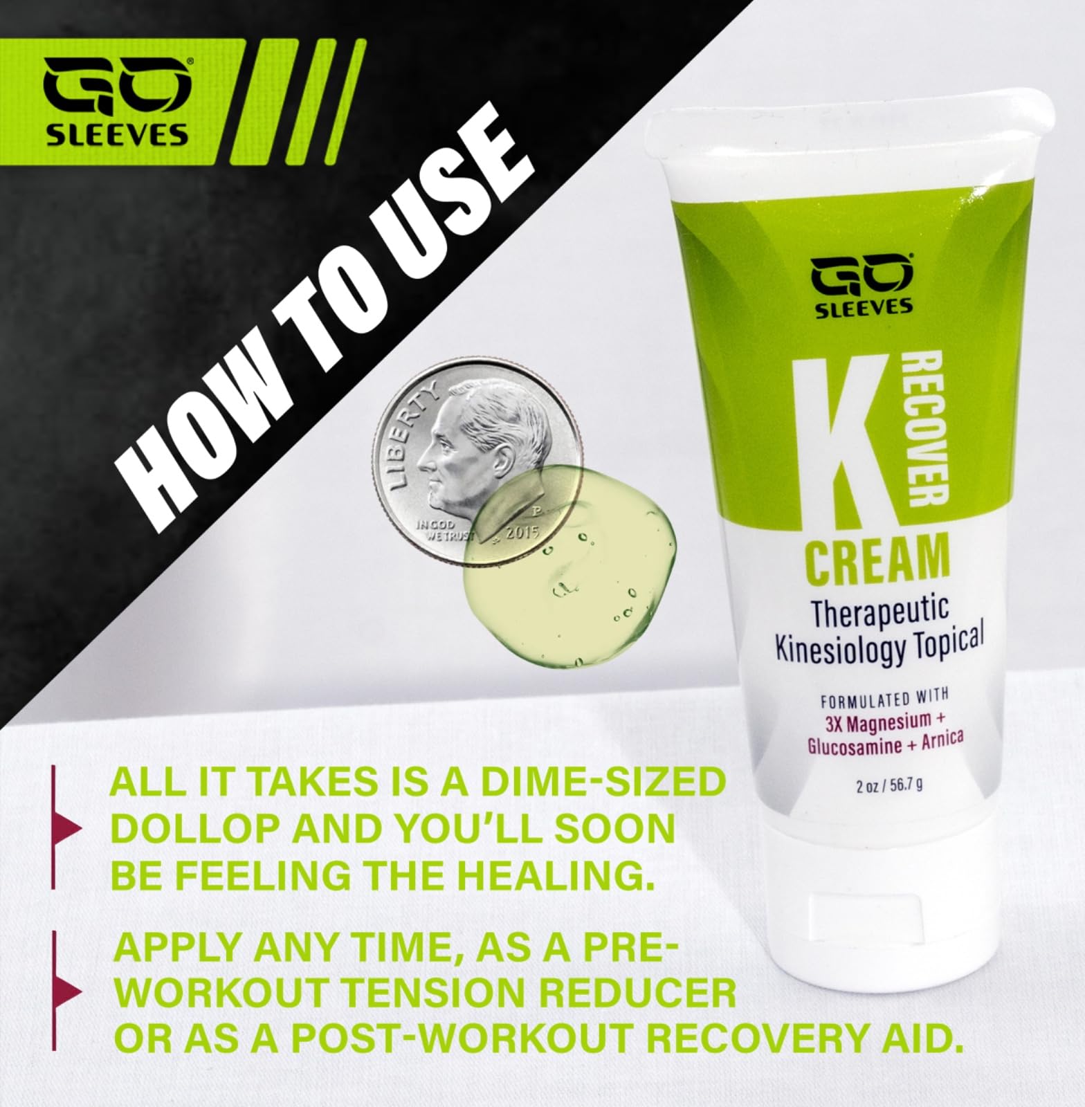 Go Sleeves Sports Recovery Cream - Concentrated Muscle and Joint Recovery Lotion – Magnesium Chloride Cream with Arnica for Muscle Pain and Stiffness from Running, Exercise, Backache – 2 Ounces GO SLEEVESAu supplements