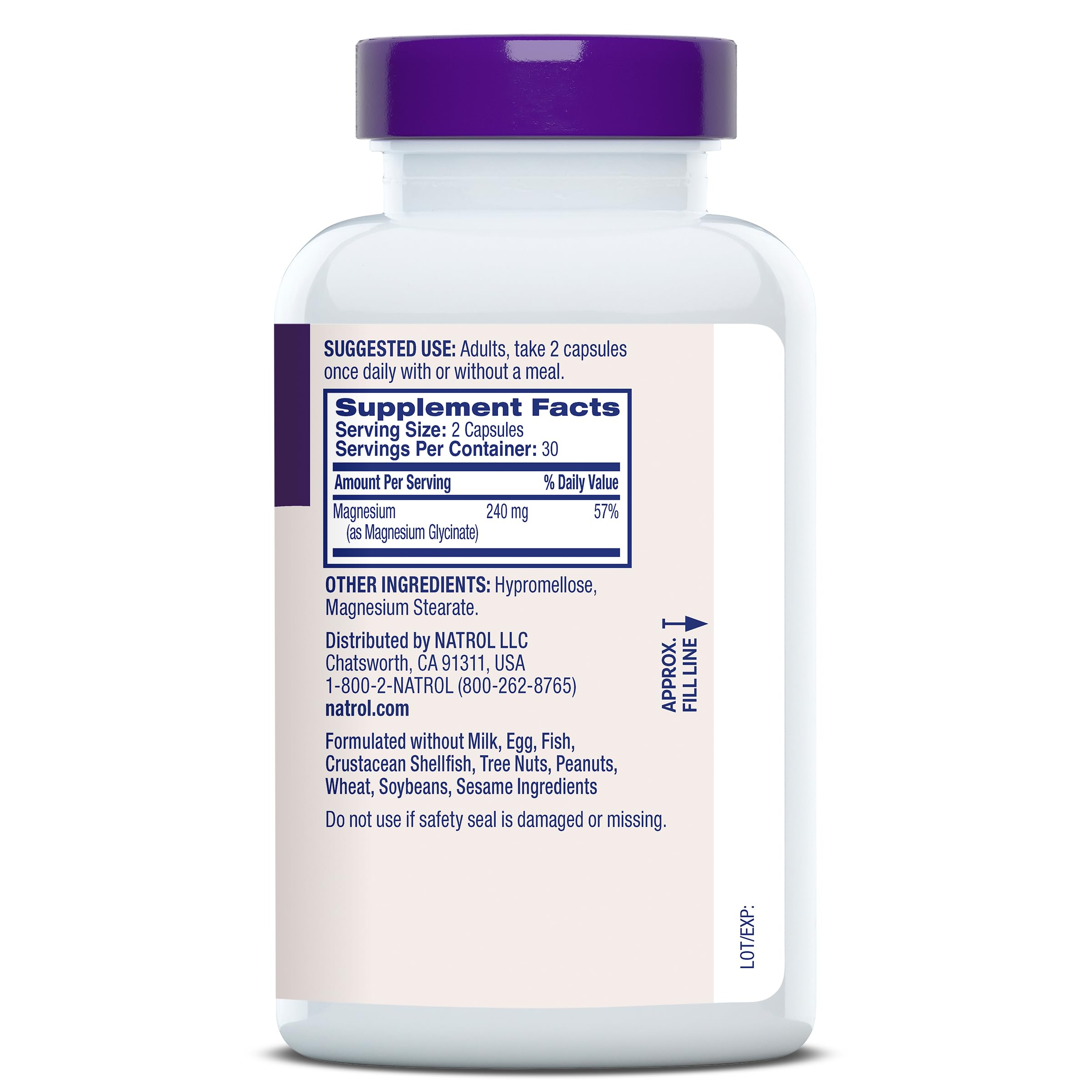 Natrol Magnesium Glycinate Supplements 240 mg - High Absorption - Calm Magnesium Glycinate for Sleep - 60 Capsules, 30 Day Supply NatrolAu supplements