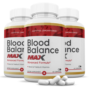 Justified Laboratories (3 Pack Blood Balance Max 1295MG Formula Supplement Pills Justified LaboratoriesUS supplements