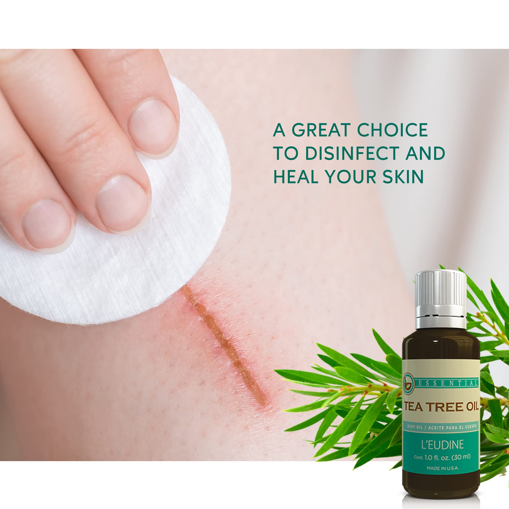 L’EUDINE Tea Tree Oil – 1fl Oz Multipurpose Body Oil for Acne, Toenail Problems, Dandruff, Skin Bites L'eudineAu supplements