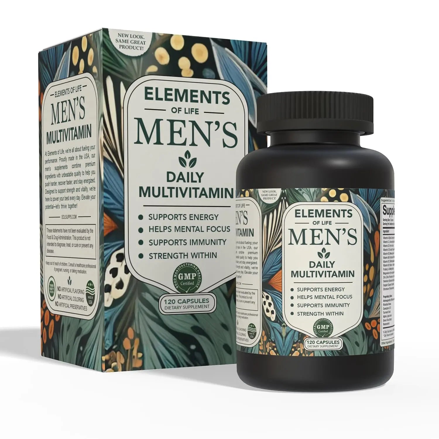 Multivitamin for Men with Vitamin D, K2, Zinc, Vitamin B12, A, E, B6, Calcium – Immune Health & Energy Support Daily Mens Multivitamins Elements of LIfeAu supplements