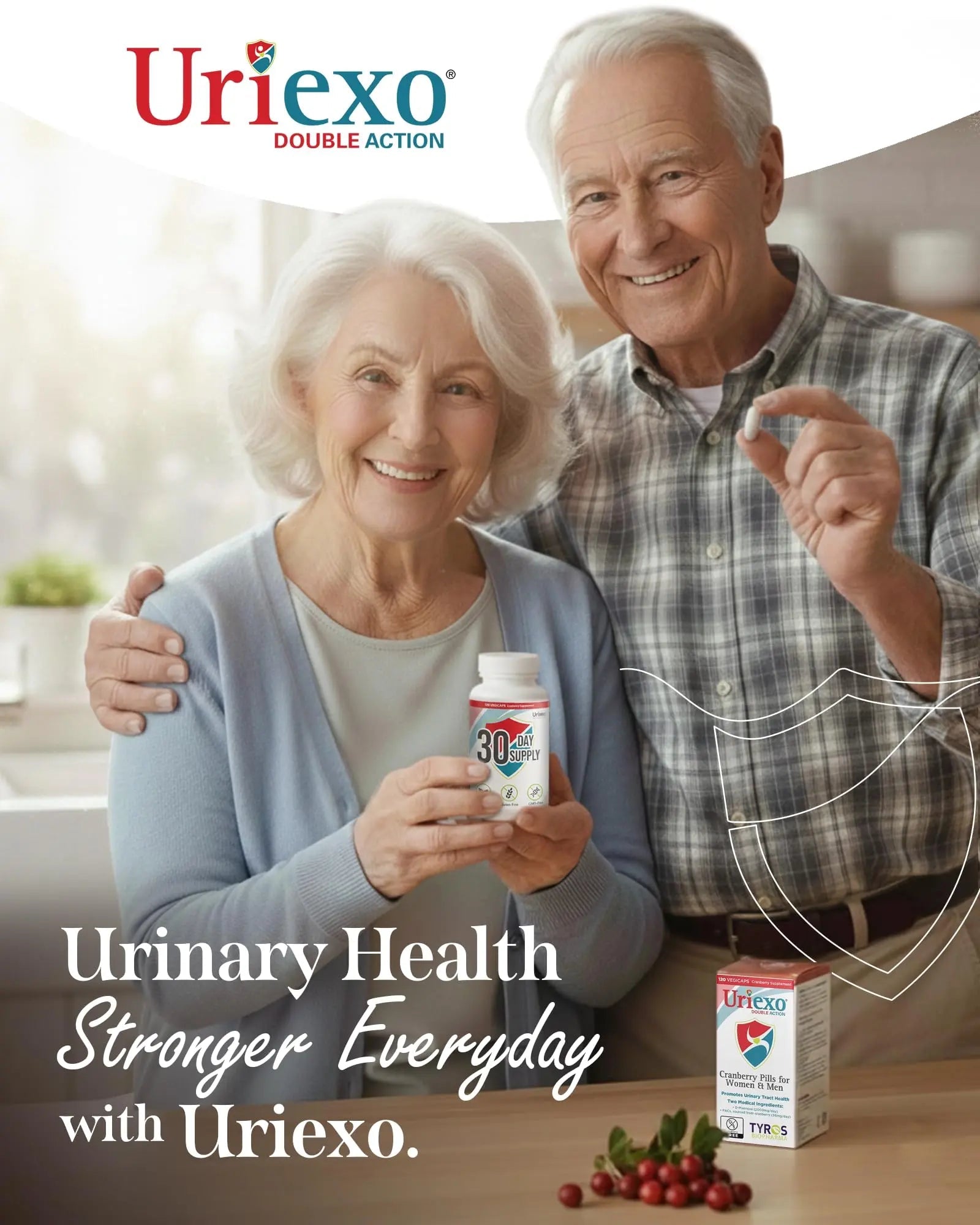 Uriexo Double Action Support Cranberry Pills - Urinary Tract Health Supplement with 36mg Proanthocyanidins PACs & 2000mg D-Mannose, Capsules for Men & Women, Non-Antibiotic Formula, 30 Day Supply UriexoAu supplements