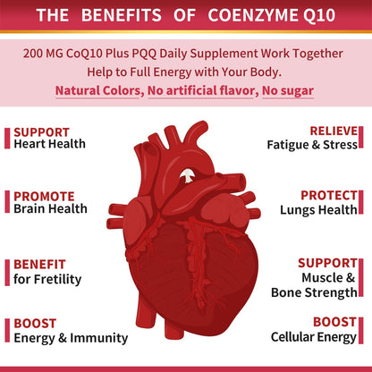 CoQ10-200mg-Softgels with PQQ, BioPerine & Omega-3, 120 Servings Coenzyme Q10 ZEBORAUS supplements