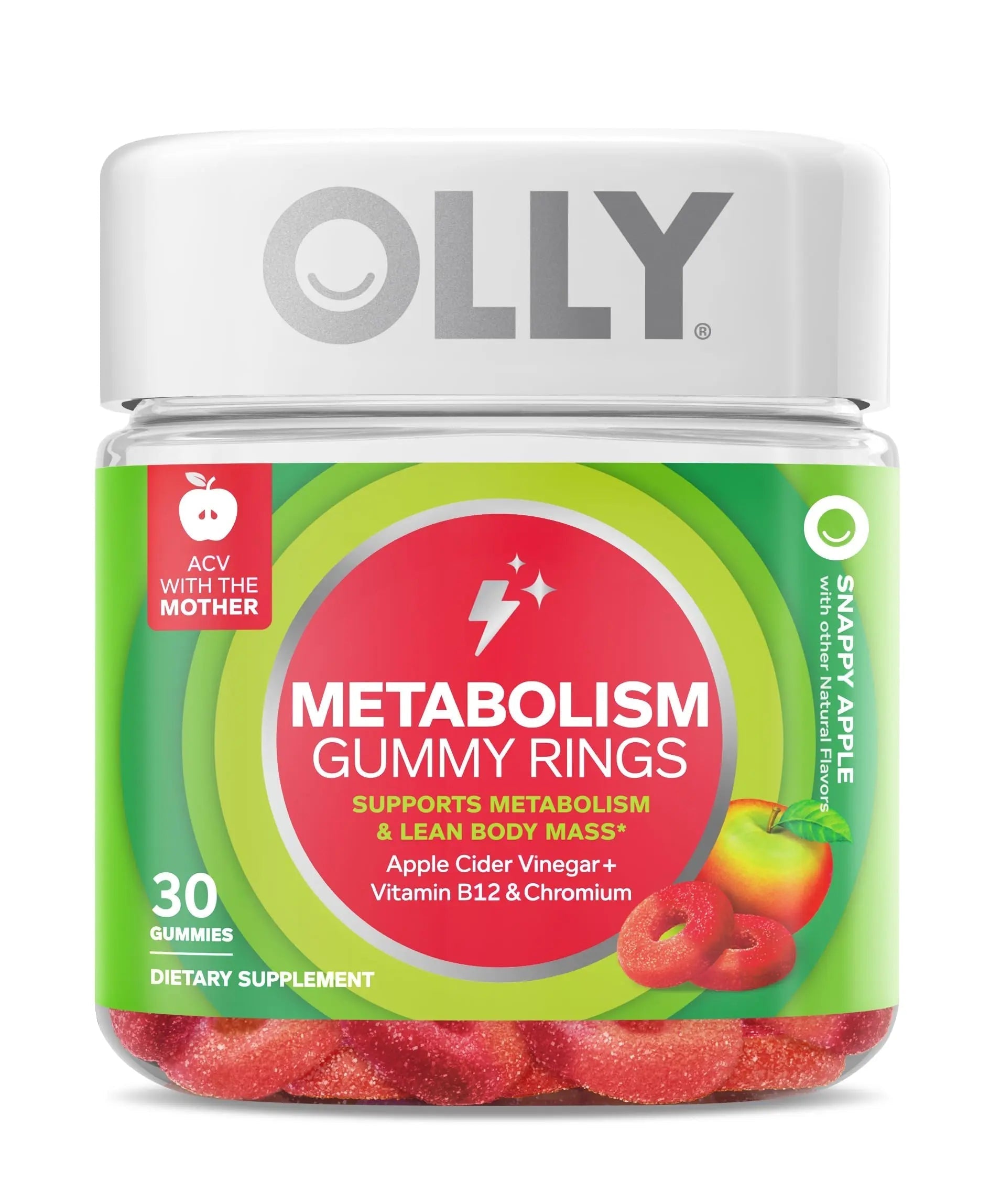 OLLY Multi + Probiotic Adult Multivitamin Gummy, 1 Billion CFUs, Digestive and Immune Support & Metabolism Gummy Rings, Apple Cider Vinegar, Vitamin B12, Chromium, Energy and Digestive Health OLLYAu supplements