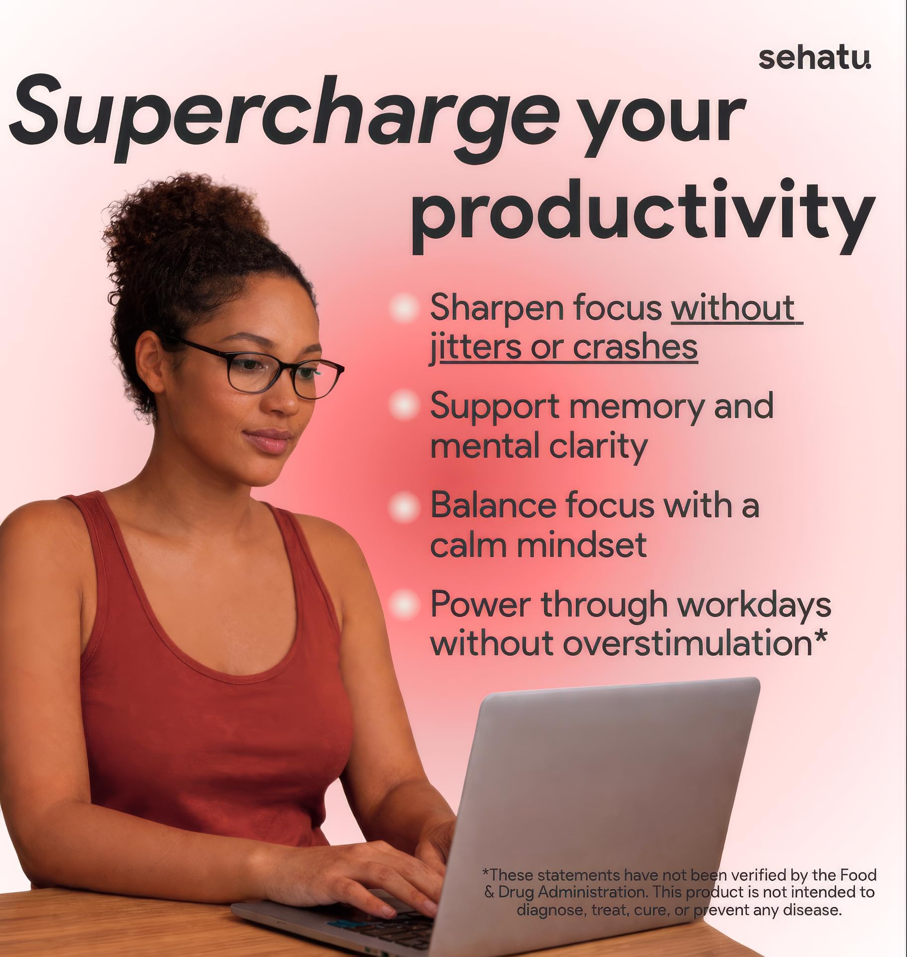 SEHATU Focus Plus Cognitive Performance Enhancer | with N-Acetyl L-Tyrosine, DMAE Bitartrate, GABA, Glutamic Acid | Boosts Focus, Enhances Memory, Supports Brain Health | 60 Count | 30 Day Supply SEHATUAu supplements