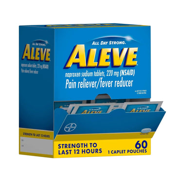 Aleve Pain Reliever & Fever Reducer Naproxen Sodium Caplets, Body and Arthritis Pain Reliever, Medicine for Adults and Children Ages 12 and Up, 60 Individual Pouches AleveAu supplements