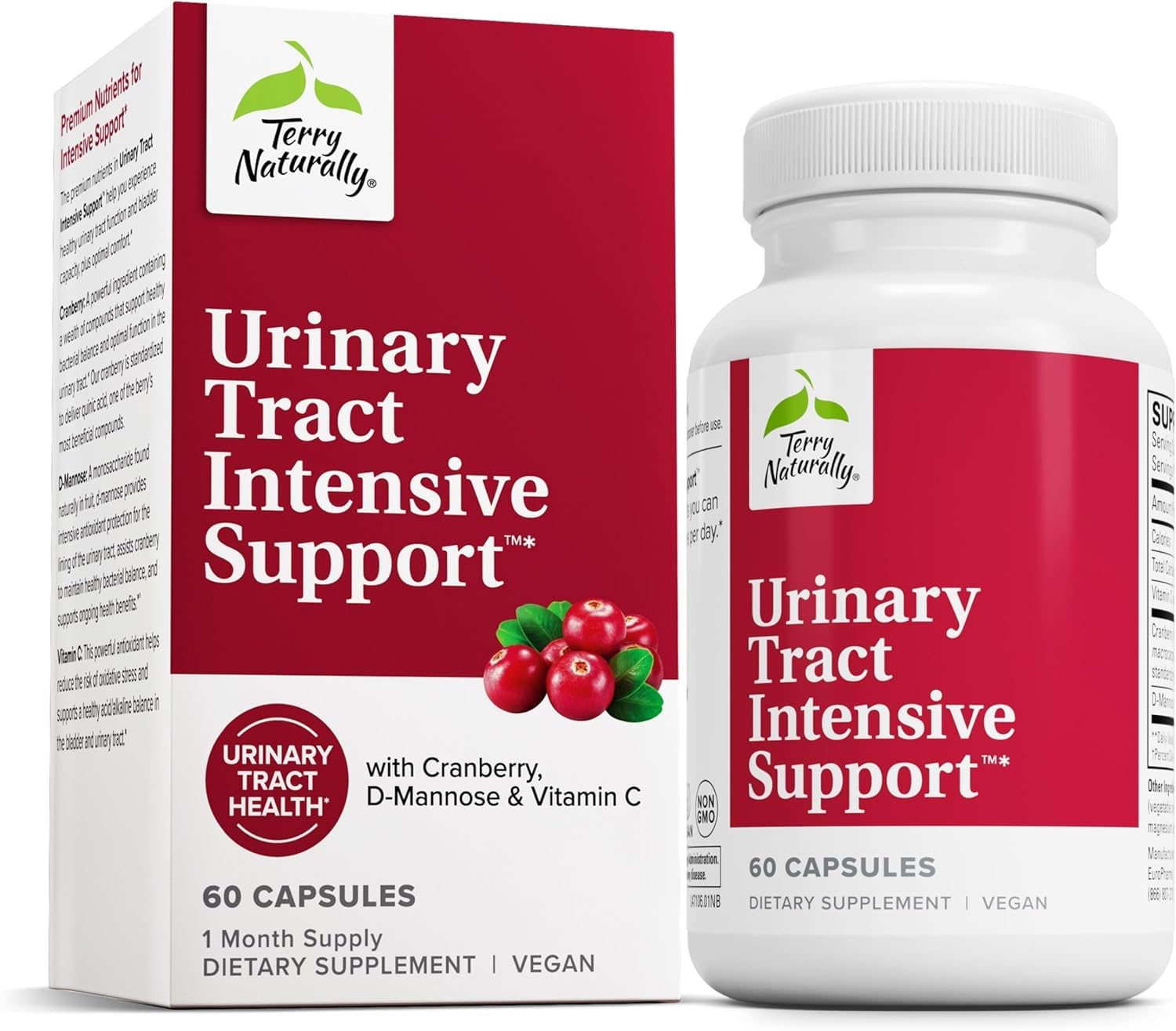 Terry Naturally Urinary Tract Intensive Support - Supplement with Cranberry for Bladder Health Support - Kidney Health Supplement with D-Mannose & Vitamin C - 60 Capsules (30 Servings) Terry NaturallyAu supplements