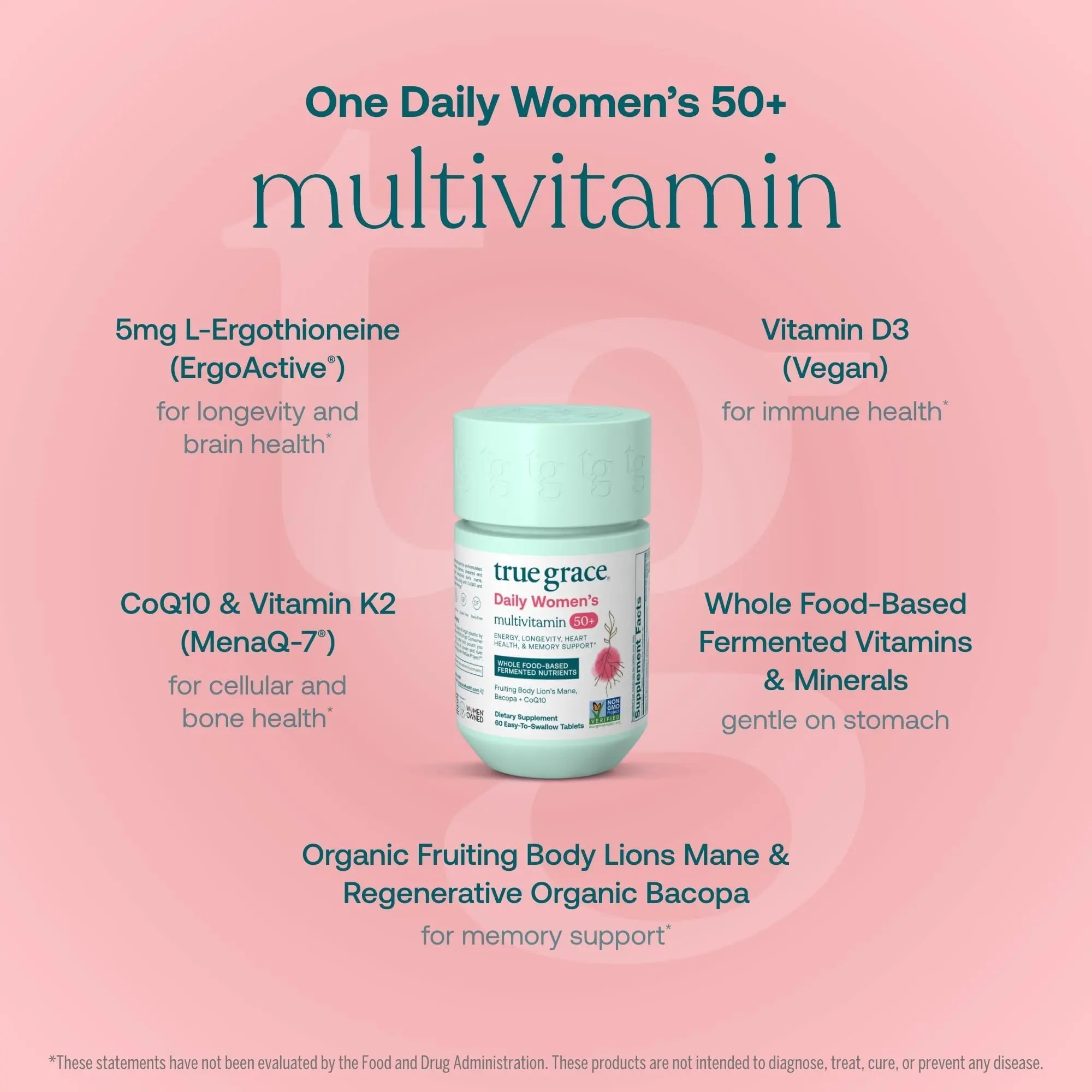True Grace Daily Women’s Multivitamin 50+ - 60 Easy-to-Swallow Tablets - Immune, Energy, Longevity & Memory Support True GraceAu supplements