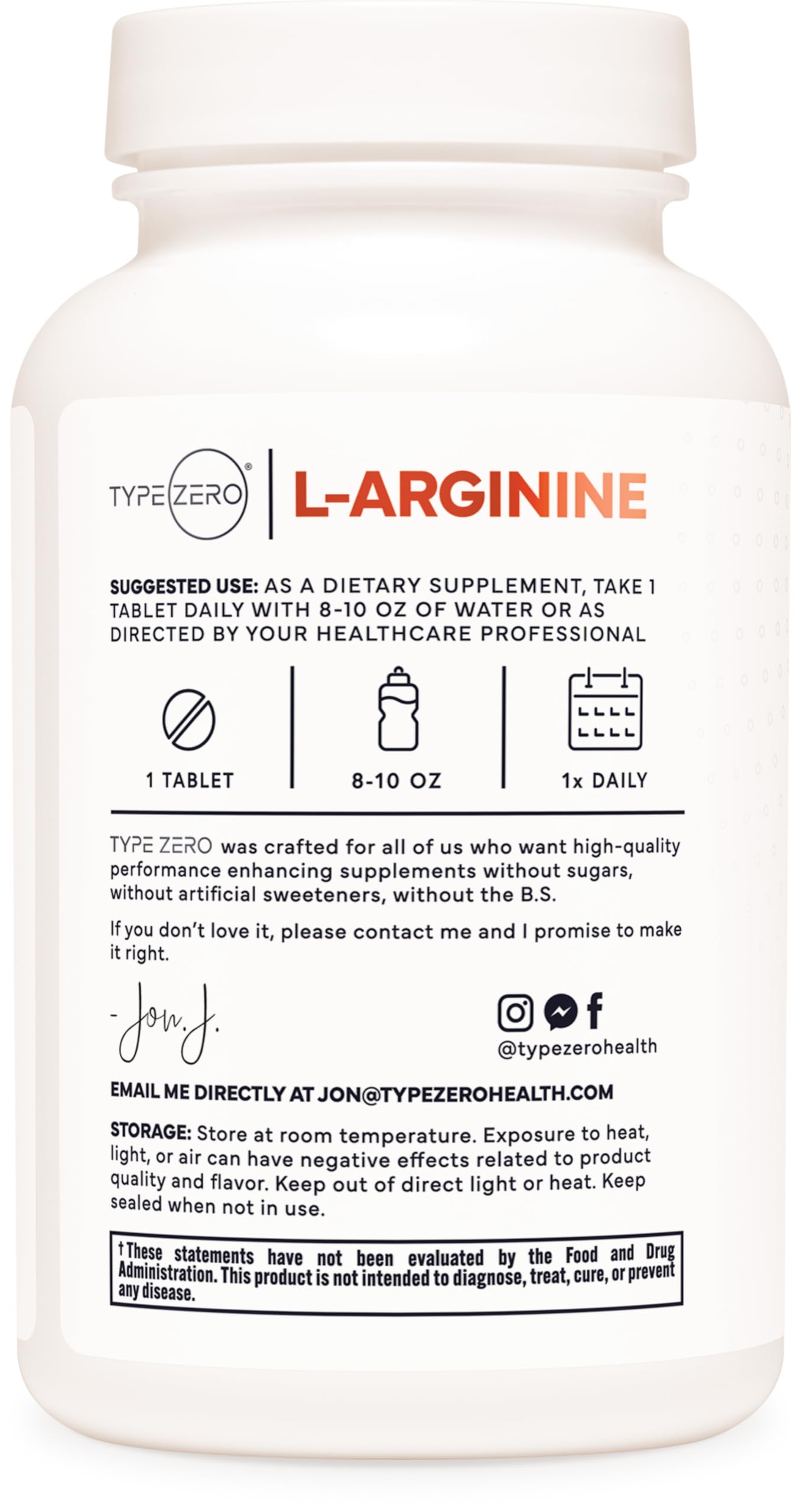 Type Zero L-Arginine 90 Tablets 1,000 mg per Serving - Non-GMO Type ZeroUS supplements