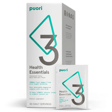 Puori P3 Health Essentials with Magnesium Zinc Complex, Omega 3 Fish Oil & Vitamin D3 Supplements - Men & Womens Daily Multi PuoriAu supplements