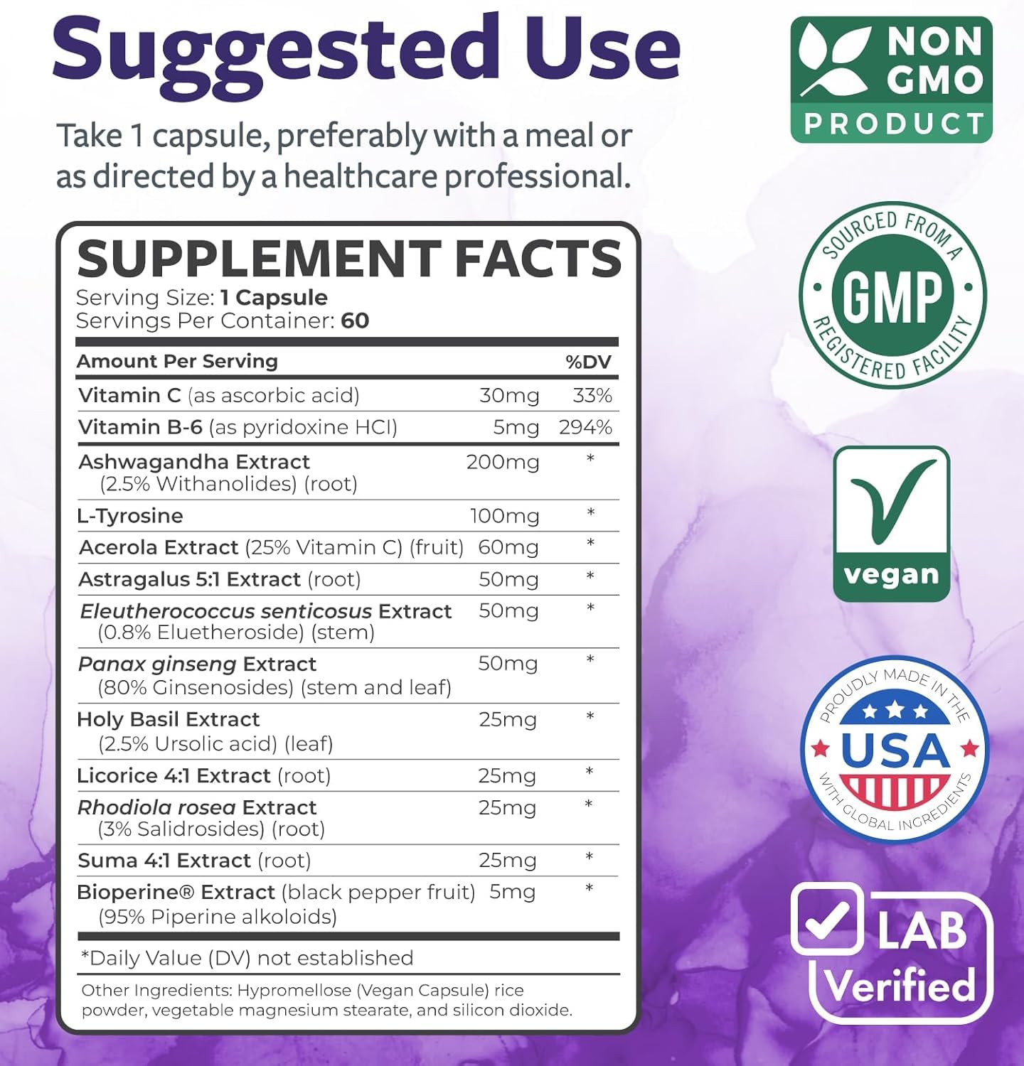 Adrenal System Support & Cortisol Manager (2 Month Supply) Powerful Ashwagandha & L-Tyrosine Fatigue Supplement - Maintain Balanced Cortisol Levels, Health, & Stress Relief - Non-GMO - 60 Capsules Healths HarmonyAu supplements