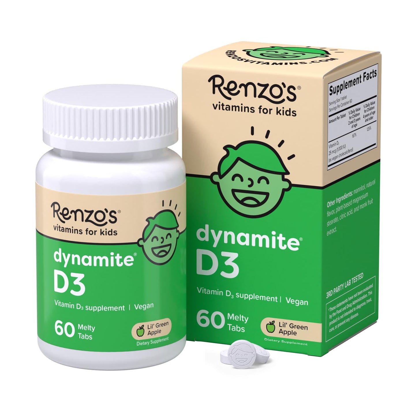 Renzo's Vitamins Adventurous Kid Bundle - Picky Eater Kids Multivitamin, Vitamin D3 for Kids, and Bright & Brainy Vitamin B6 Renzo'sUS supplements