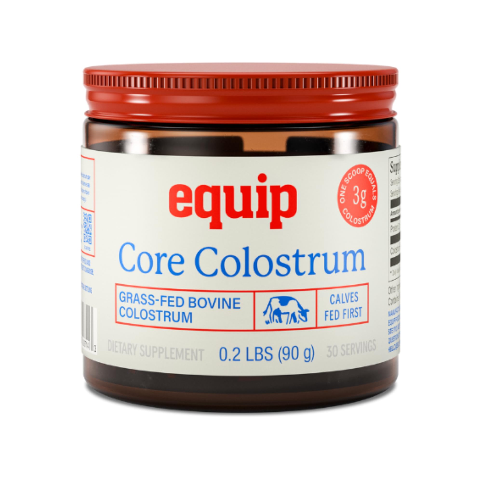 Equip Foods Core Bovine Colostrum Powder - 3,000mg Grass Fed Colostrum Supplement - Gut Health, Immunity, Recovery Lactoferrin Supplements - Keto Friendly Bovine Colostrum, 30 Servings, Unflavored EquipAu supplements