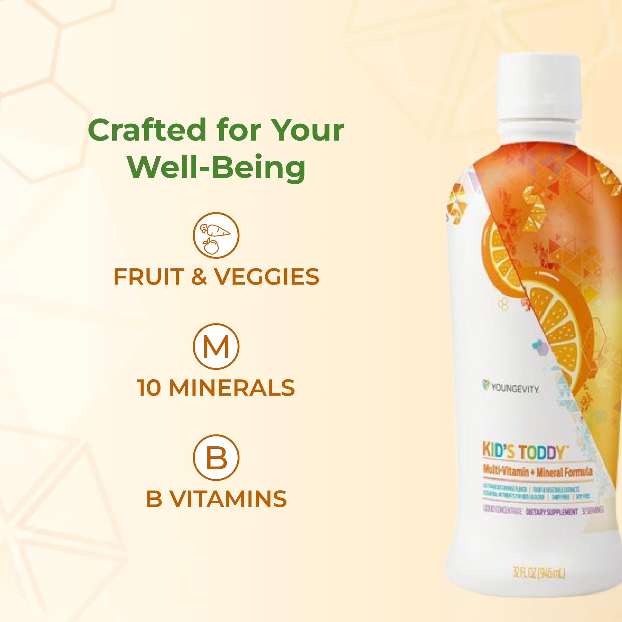 Youngevity Kid's Toddy™ - Mega Multivitamin for Kids & Children Age 2+ - 14 Vitamins, 10 Minerals, Phytonutrient Blend - Highly Absorbable - Great Tasting Orange 32 Fl Oz (Pack of 2) YoungevityAu supplements