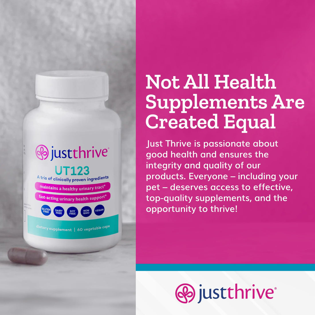 Just Thrive UT123 - Supports Urinary Tract Health for Women - Made with Cranberry, 60 Capsules Just ThriveUS supplements