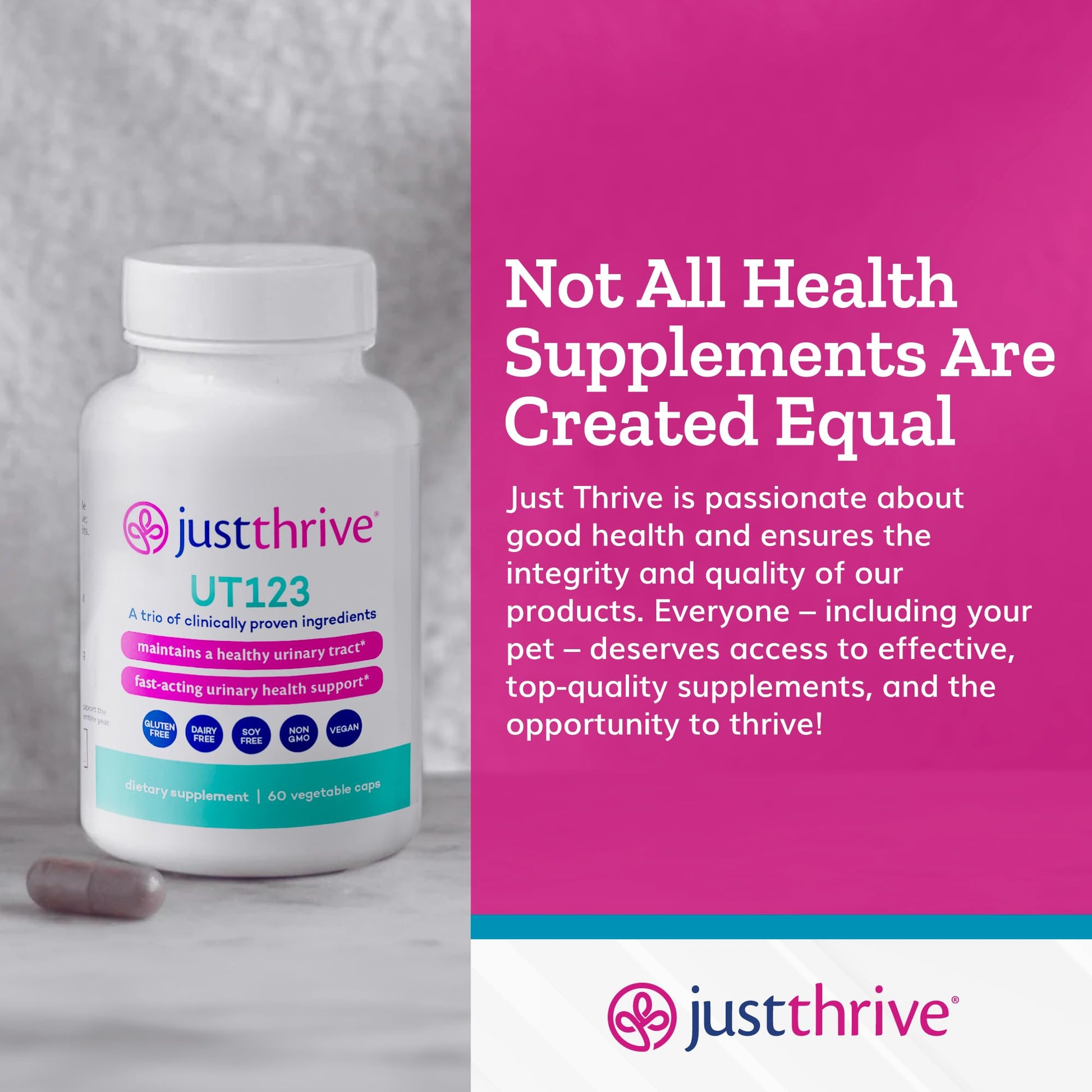 Just Thrive UT123 - Supports Urinary Tract Health for Women - Made with Cranberry, 60 Capsules Just ThriveUS supplements