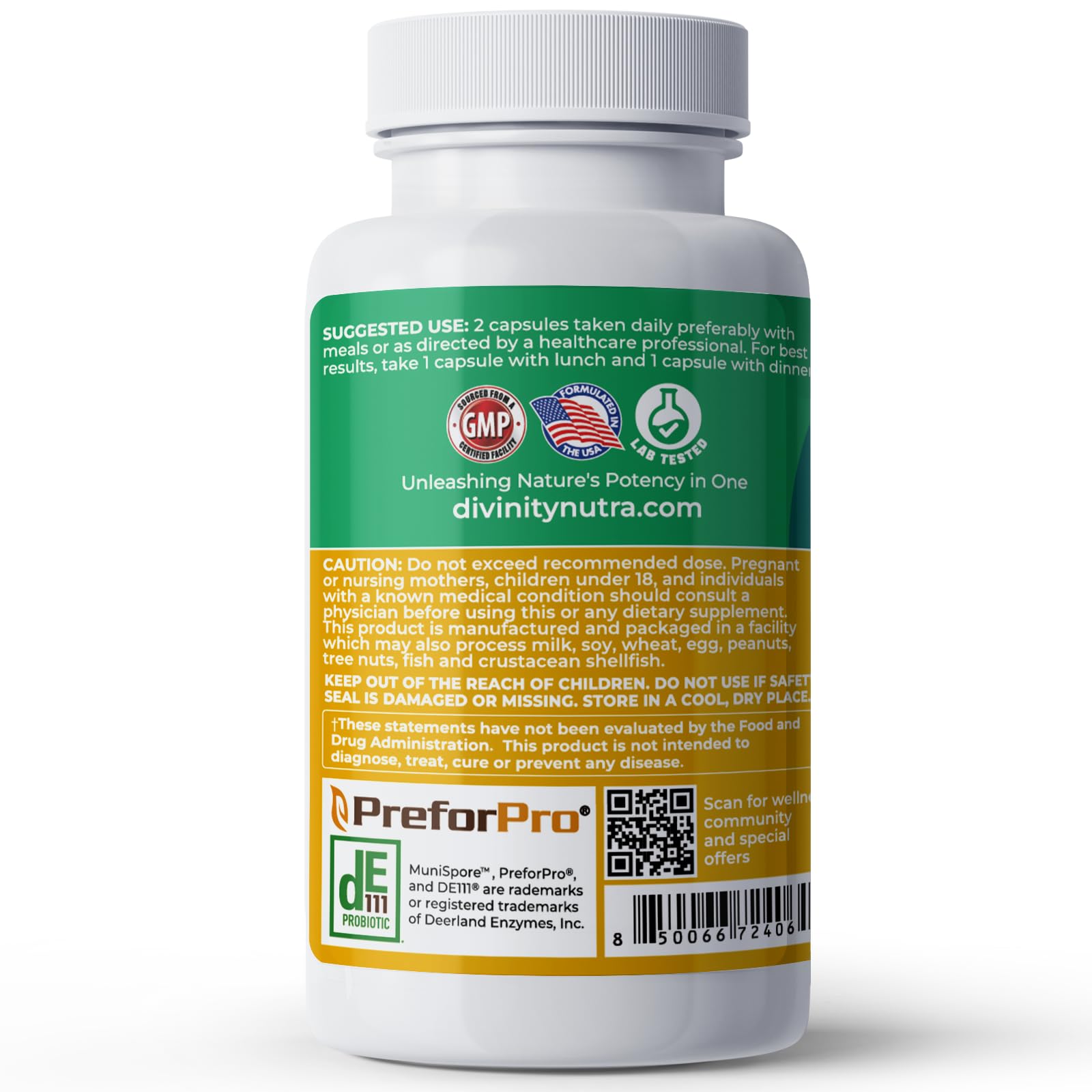 4-in-1 Prebiotic Probiotic & Postbiotic for Women & Men, Complete Gut & Digestive Support Supplement, Pre Post Probiotics & Digestive Enzymes 60 Capsules,Made in USA Divinity NutraAu supplements