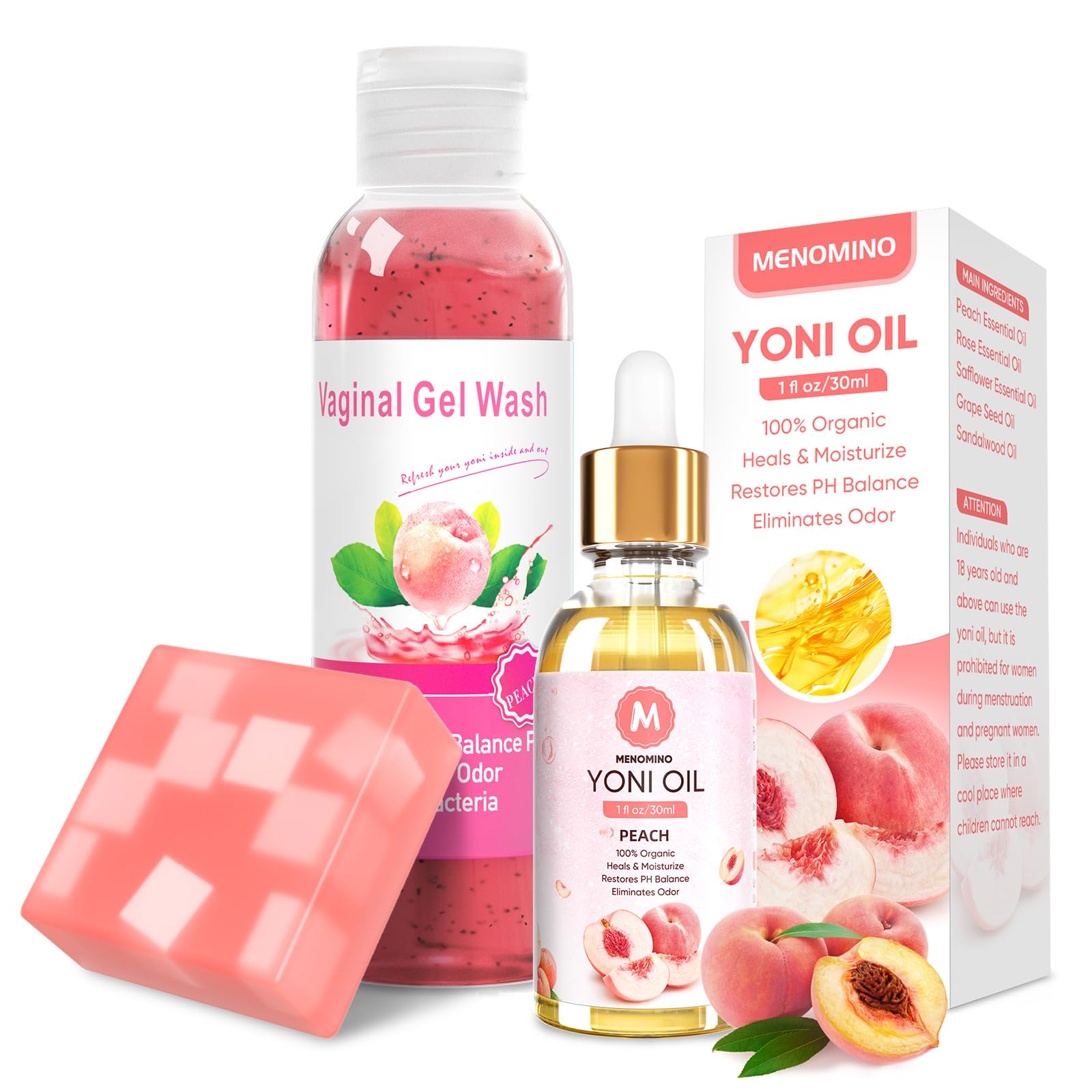 Feminine Wash & Yoni Oil & Yoni Soap Bar Set for Women, 1 Fl.Oz Natural Feminine Oil, Feminine MENOMINOAu supplements