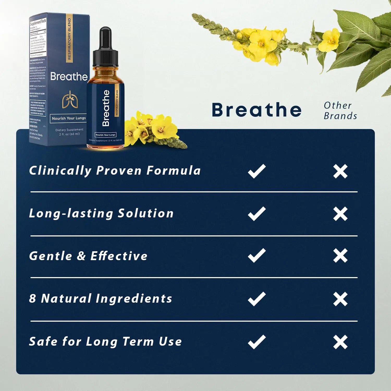 BREATHE & BREATHE PM Bundle - 60 Caps & 1 fl.oz. Mullein Drops for Lungs & Airways: Peppermint, Thyme, & Mullein Leaf Extract for Lungs Detox for Smokers - Clear Mucus & Breathe - GMO-Free & USA-Made Herbal Tea Therapynz supplements