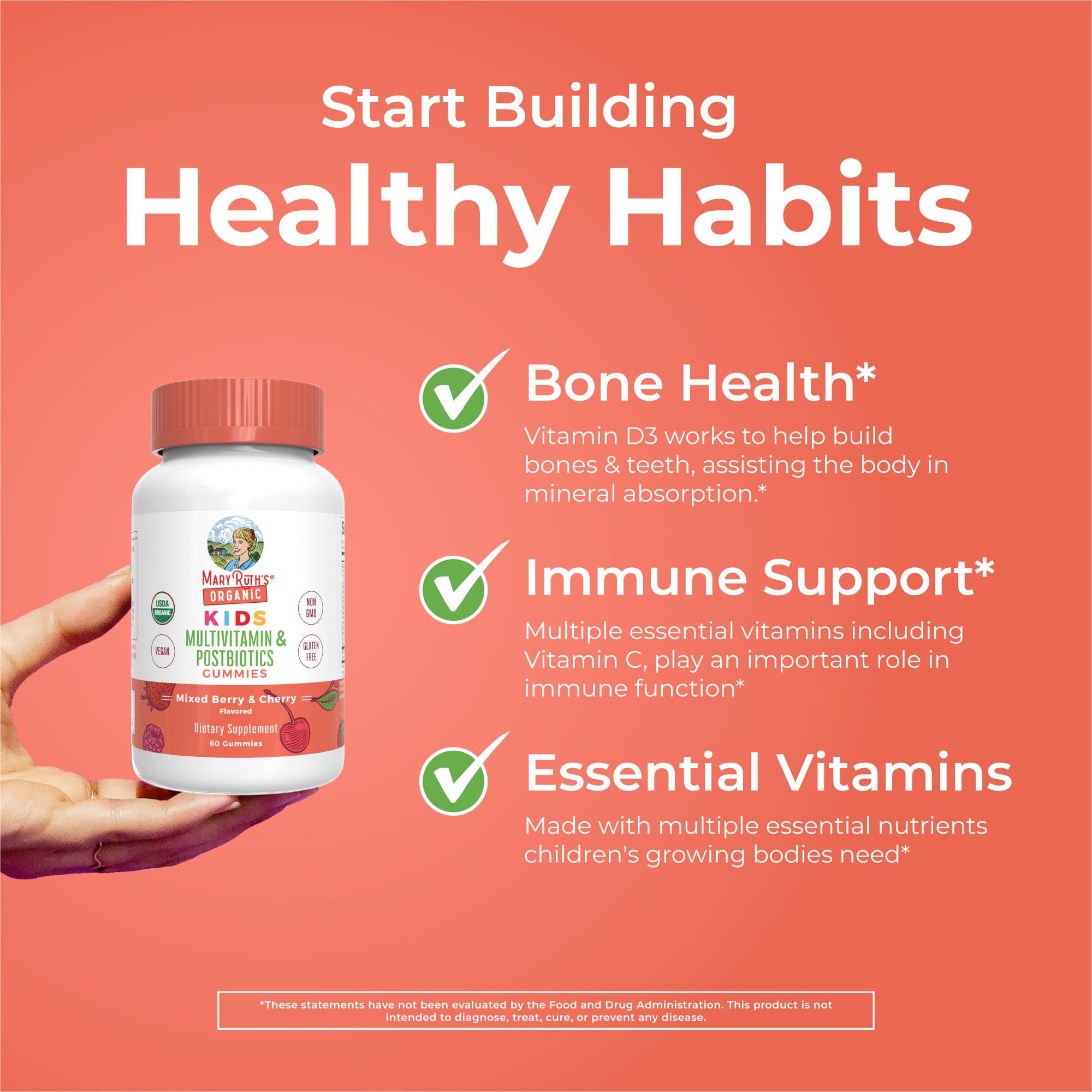 Kids Vitamins by MaryRuth's | USDA Organic | Multivitamin Gummies + Postbiotics for Ages 4+ | Multivitamin for Kids with Lactobacillus Rhamnosus | MaryRuth OrganicsAu supplements