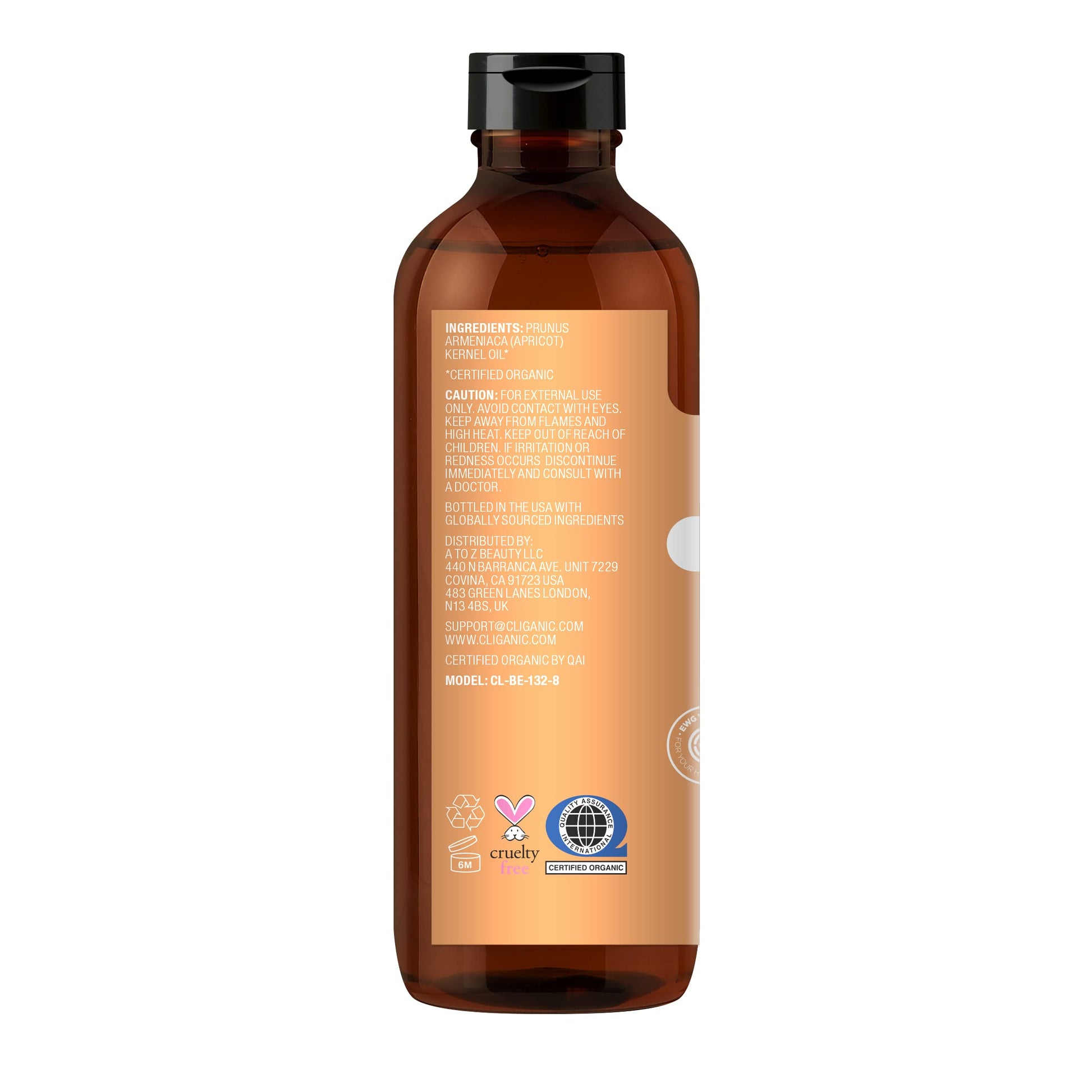 Cliganic Organic Apricot Oil, 100% Pure (8oz) - For Skin, Hair & Face | Natural Cold Pressed Unrefined CliganicAu supplements