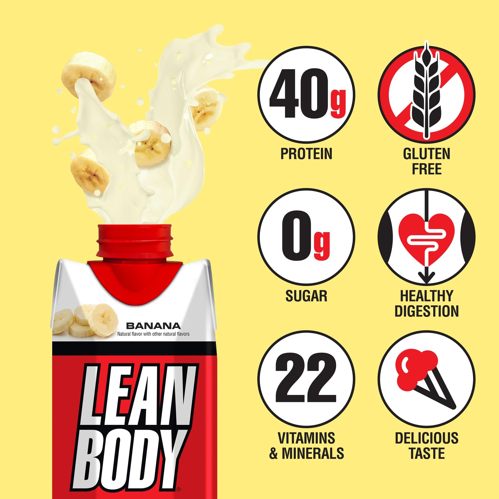 Lean Body Ready-to-Drink Banana Protein Shake, 40g Protein, Whey Blend, 0 Sugar LabradaUS supplements
