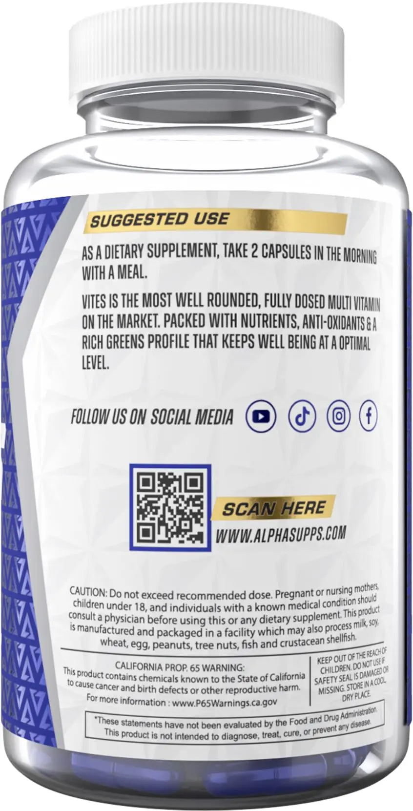 Alpha Supps Vites Men's Multivitamin, Complete Daily Supplement with Fruits, Veggies, Energy, Immune & Prostate Support Alpha SuppsAu supplements