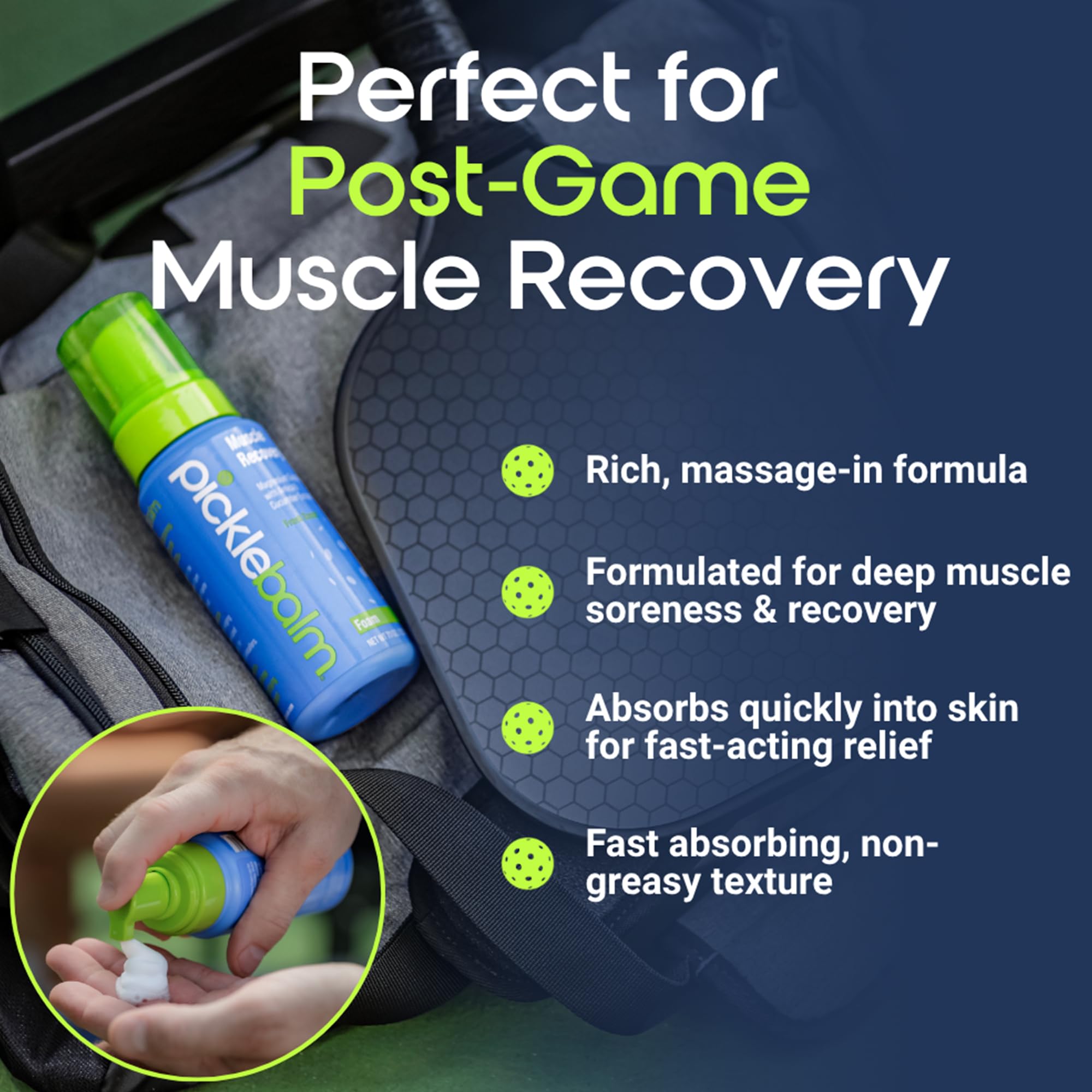 PickleBalm Pickleball Post-Game Foam Muscle Cramp Relief and Relaxer with Magnesium Sulphate, Arnica & Cucumber Extract for Pain and Leg Cramps, Sore Muscle Relief, 7.1oz Bottle PickleBalmAu supplements