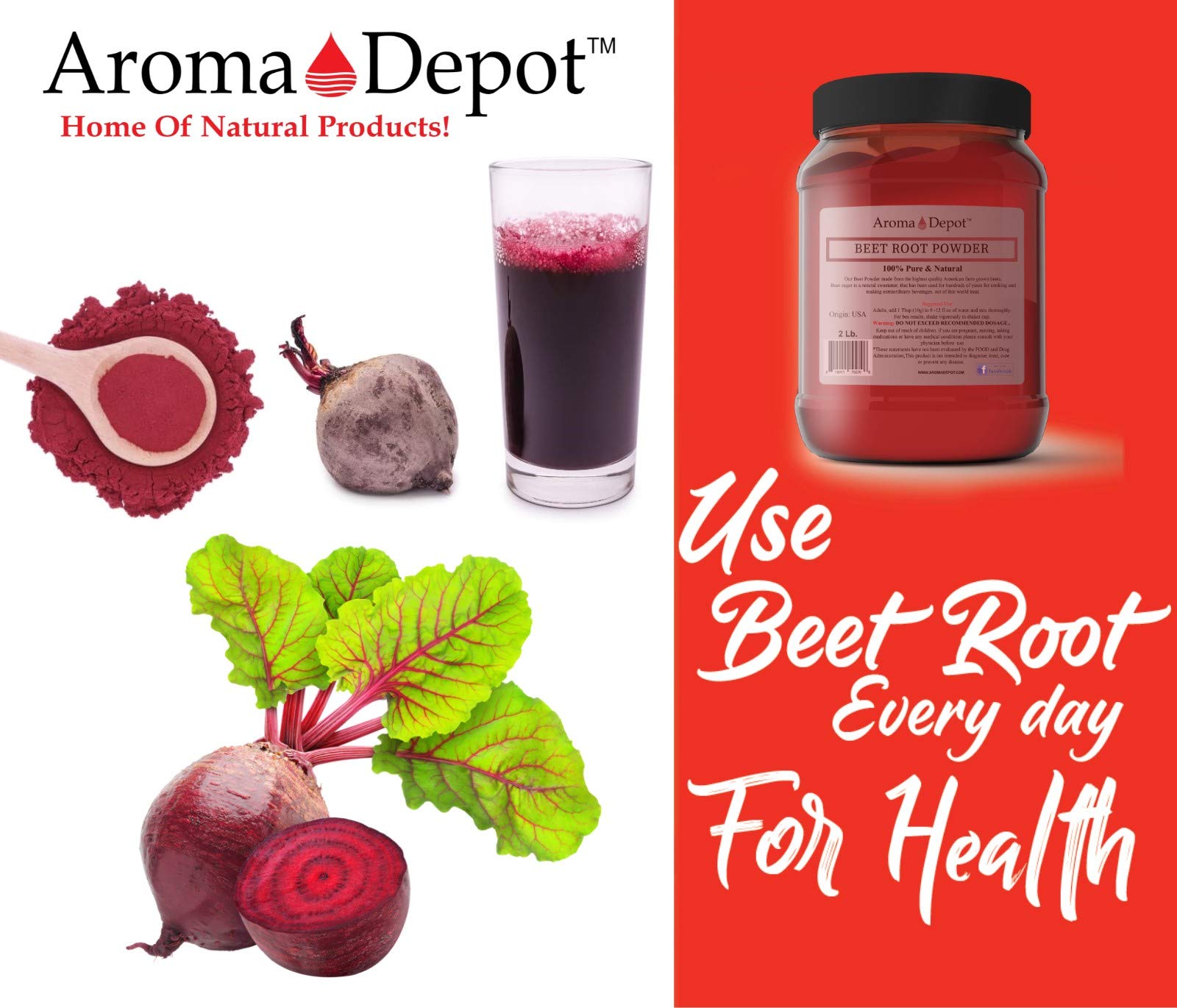 Beet Root Powder 5 lb. by Aroma Depot Raw & Non-GMO I Vegan & Gluten Free I Nitric Oxide Aroma DepotAu supplements