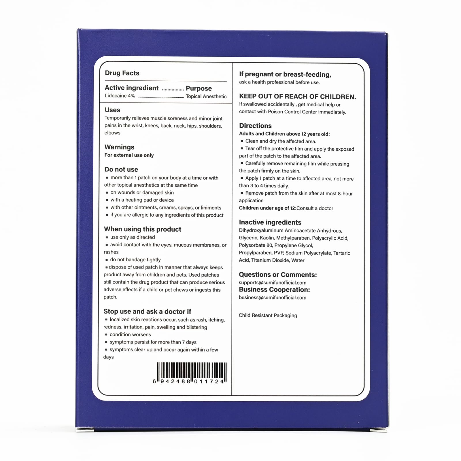 Sumifun 4% Lidocaine XL Pain Patches | Extra Large 4.72"x7.87" for Full Back & Thigh Coverage | Maximum Strength OTC Numbing | 8-Hour Medical Adhesion (X-Large, Count, 10) SumifunAu supplements