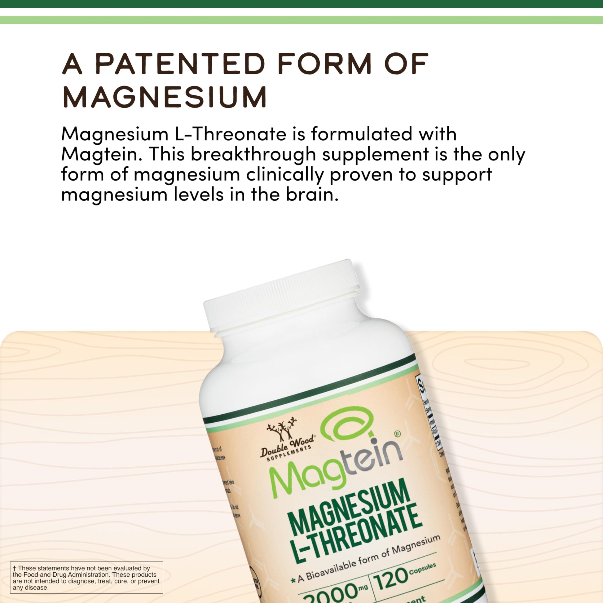 Magnesium L Threonate, Magtein, Sleep and Cognitive Support – High Absorption – Most Bioavailable Form of Magnesium – 2,000 mg – 120 Capsules Double Wood SupplementsAu supplements