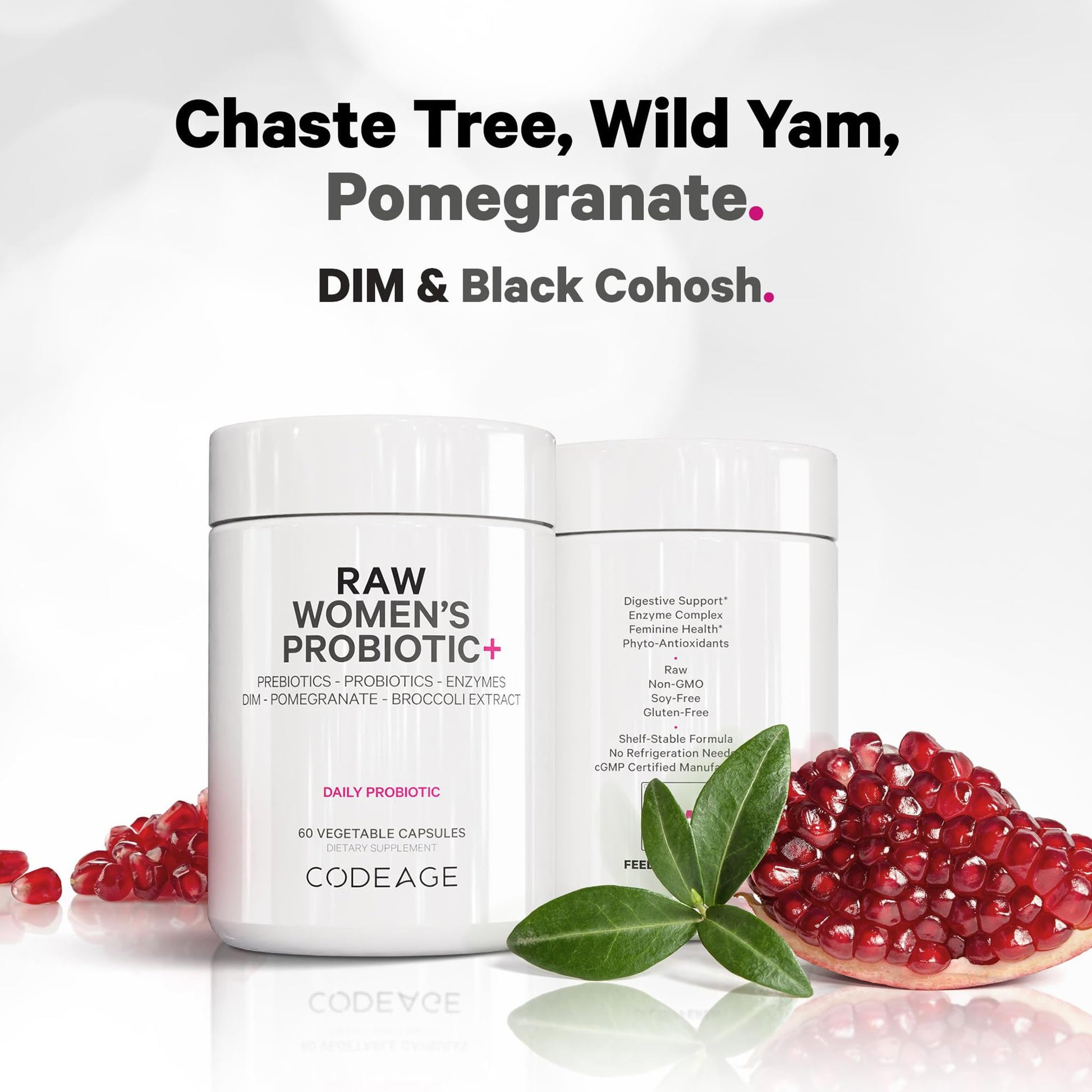 Codeage Raw Women’s Probiotic+ Supplement - 34 Probiotic Strains, 100 Billion CFUs, Digestive Enzymes, Prebiotic Blend, DIM, Herbal Extracts, Phytonutrients - Non-GMO - 30 Capsules CodeageAu supplements