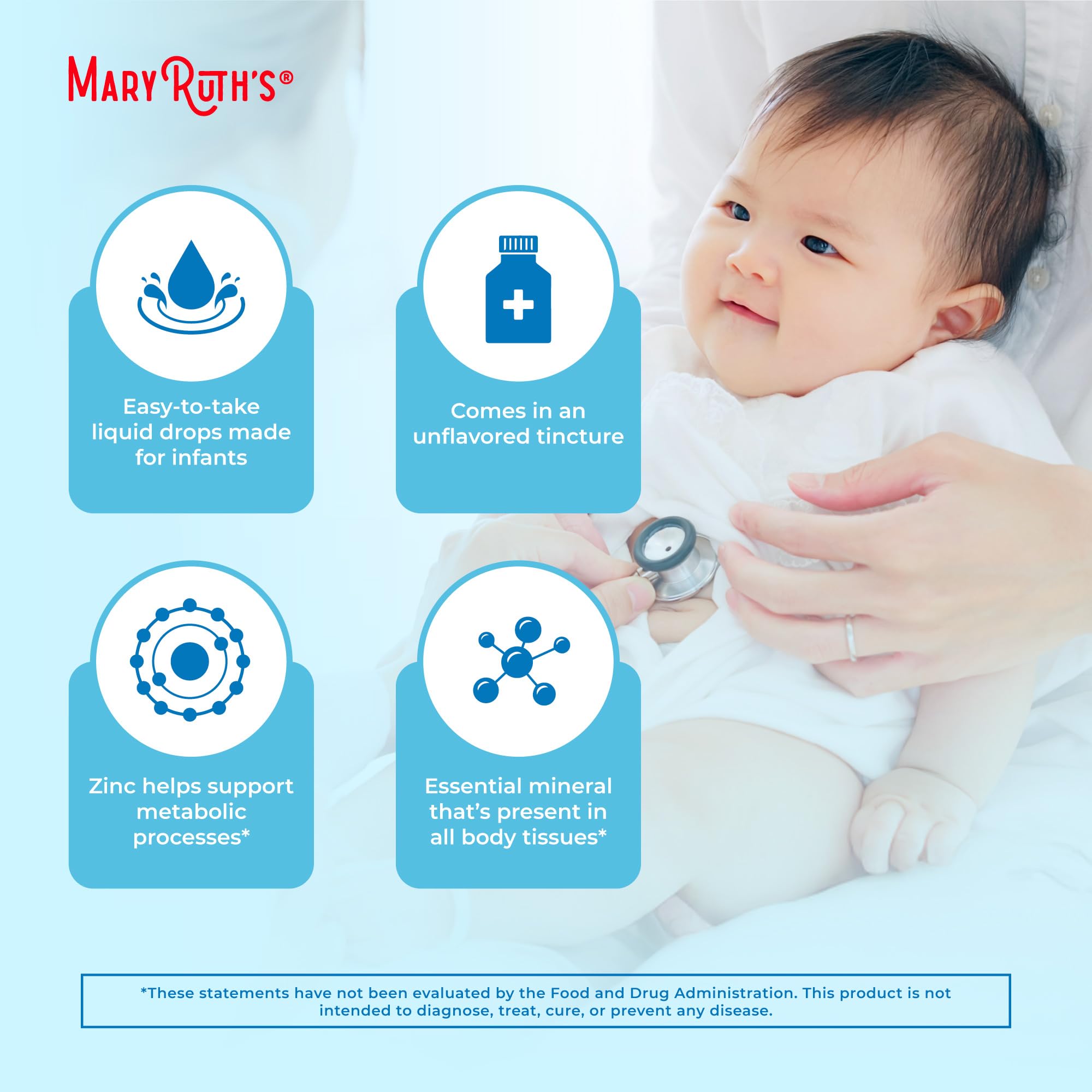 MaryRuth Organics Organic Infant Ionic Zinc Liquid Drops | Zinc Sulfate for Immune Support | Organic Glycerin | Antioxidant | Vegan | Formulated for Babies Ages 6-12 Months | 1 Month Supply | 2 Fl Oz MARYRUTH'SUS supplements