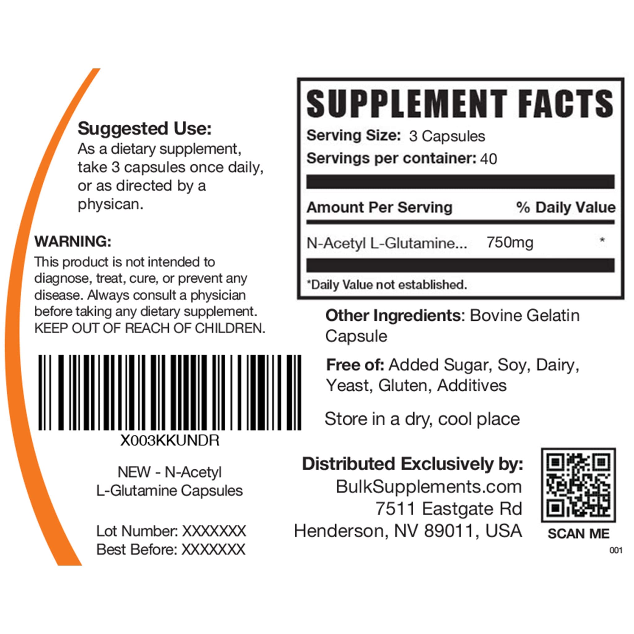 BULKSUPPLEMENTS.COM N-Acetyl L-Glutamine Capsules - Glutamine Supplement BULKSUPPLEMENTS.COMUS supplements