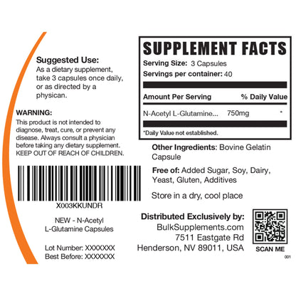 BULKSUPPLEMENTS.COM N-Acetyl L-Glutamine Capsules - Glutamine Supplement BULKSUPPLEMENTS.COMUS supplements