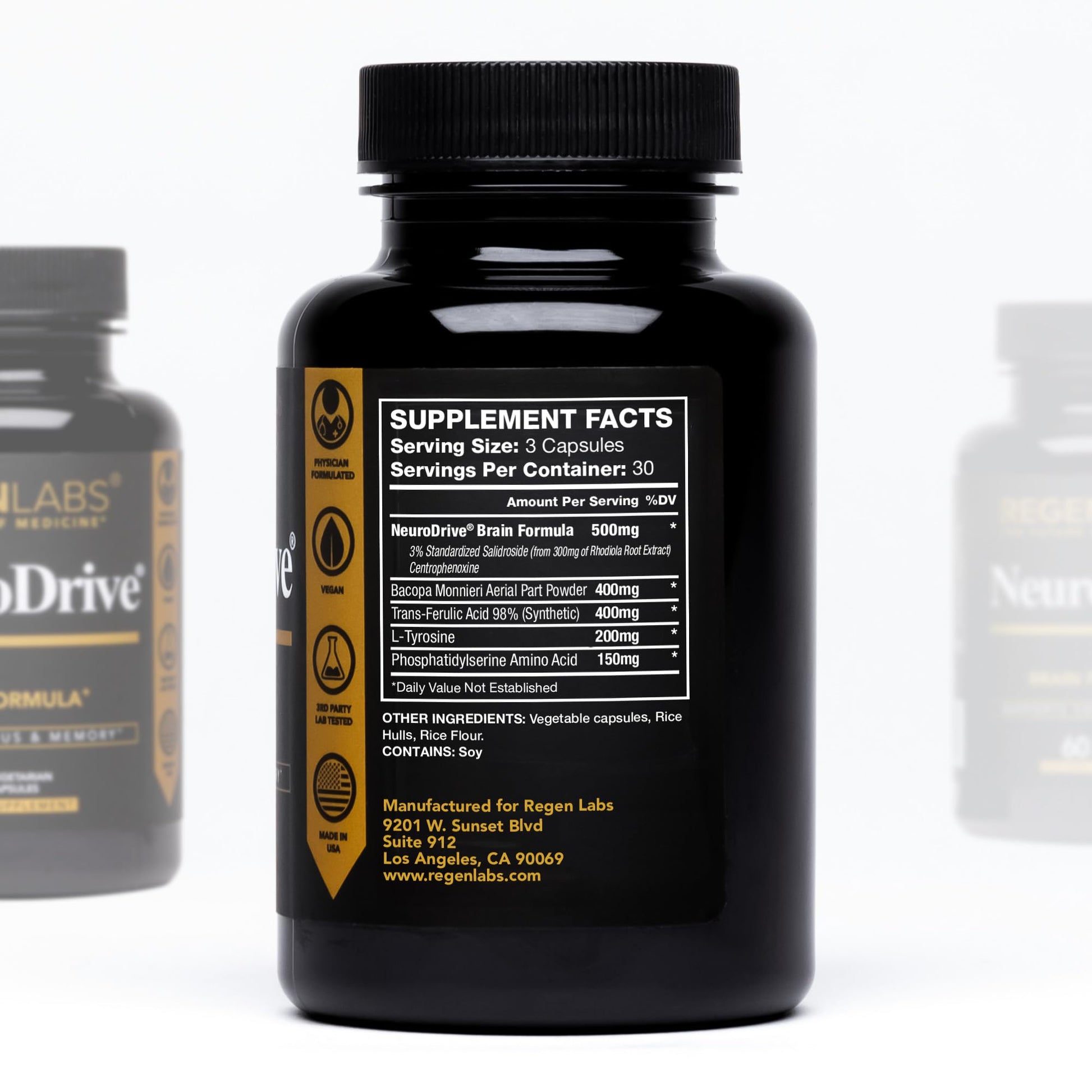 Regen Labs NeuroDrive Memory & Focus Supplement - Boost Brain Focus, Mental Health & Brain Fog | Natural Doctor Approved - Brain Nootropic, Phosphatidylserine, Centrophenoxine, Bacopa - 90 Capsules Regen LabsAu supplements